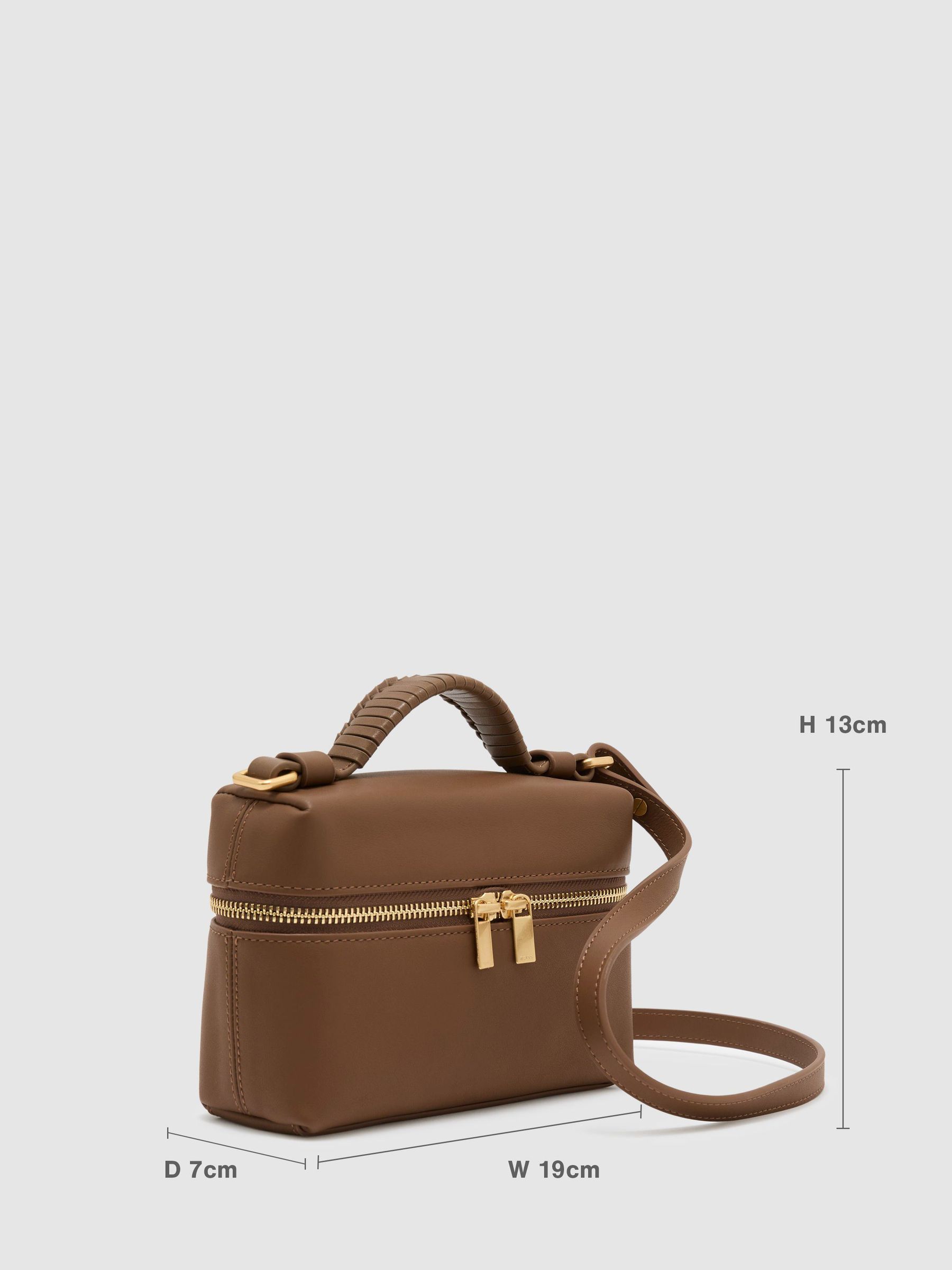 Leather Vanity Crossbody Bag in Tan - Image 3 of 6