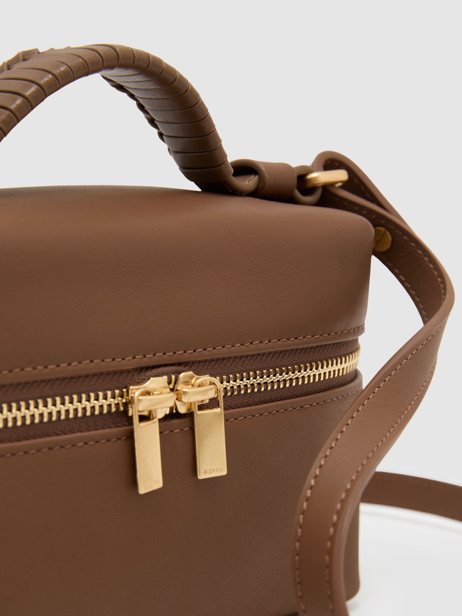 Leather Vanity Crossbody Bag in Tan - Image 6 of 6