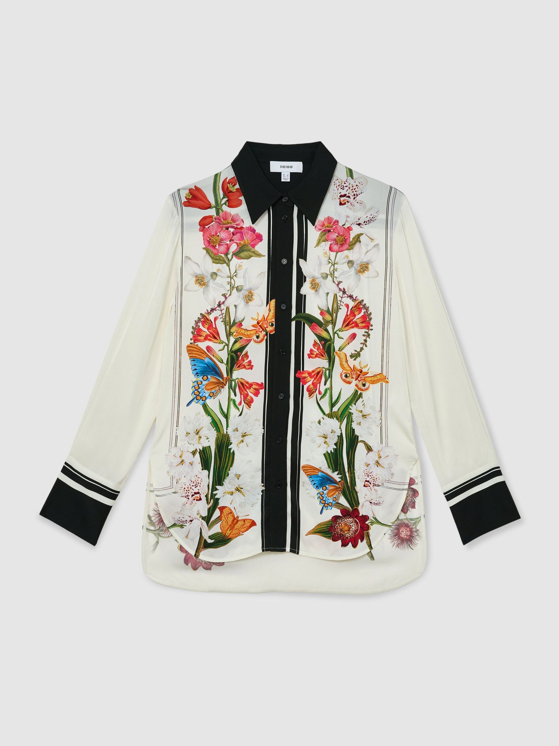 Reiss | NYBG Scarf-Print Shirt in Ivory/Black - Image 2 of 7