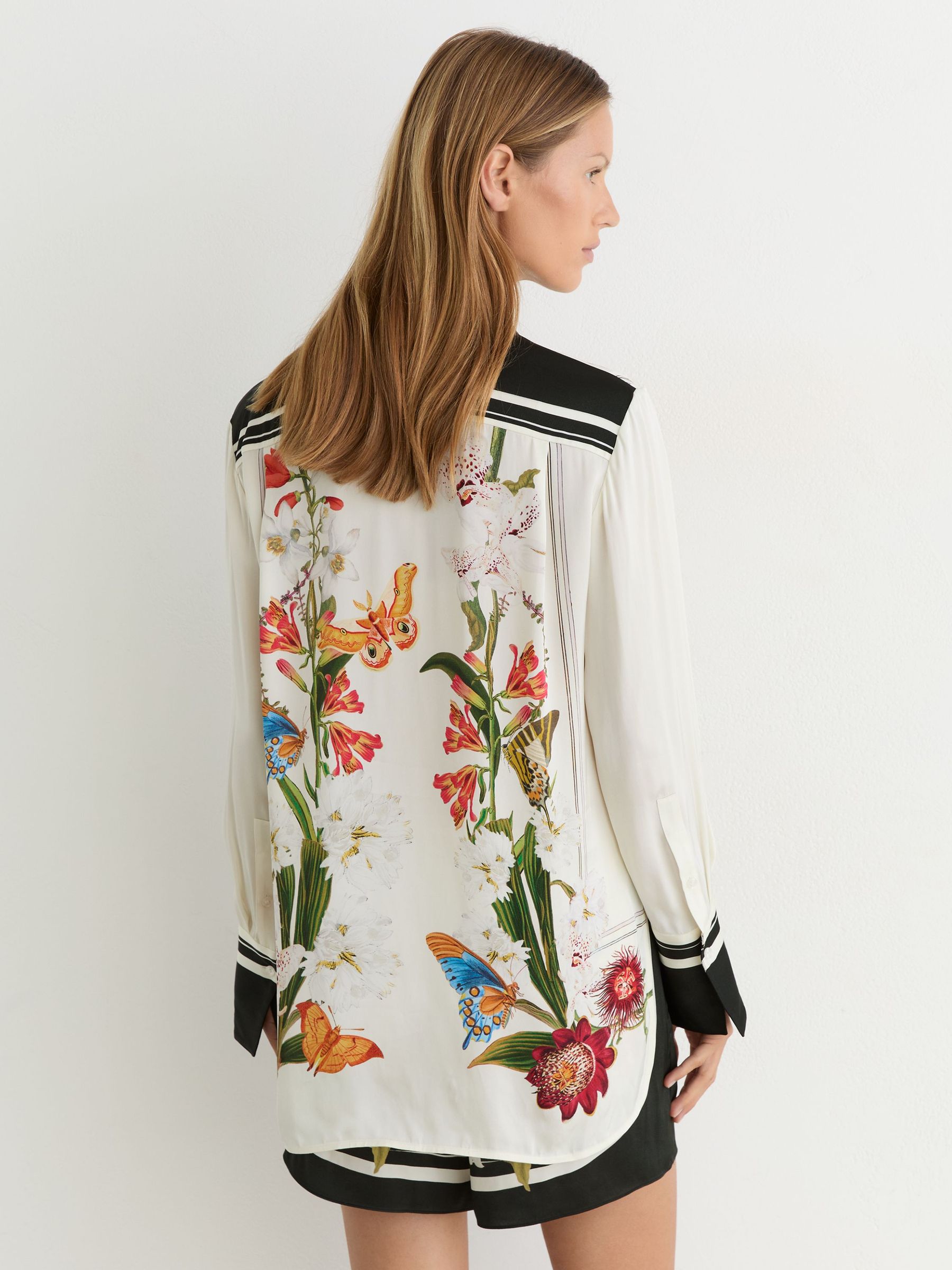 Reiss | NYBG Scarf-Print Shirt in Ivory/Black - Image 5 of 7