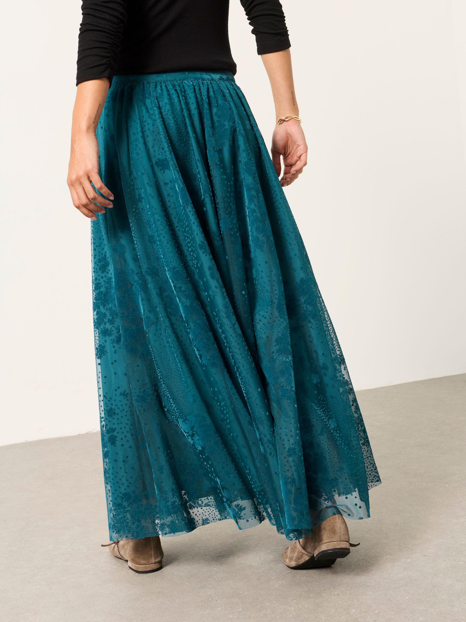 Elsie Teal Blue Spot Skirt - Image 2 of 7 Elsie Teal Blue Spot Skirt - Image 2 of 7