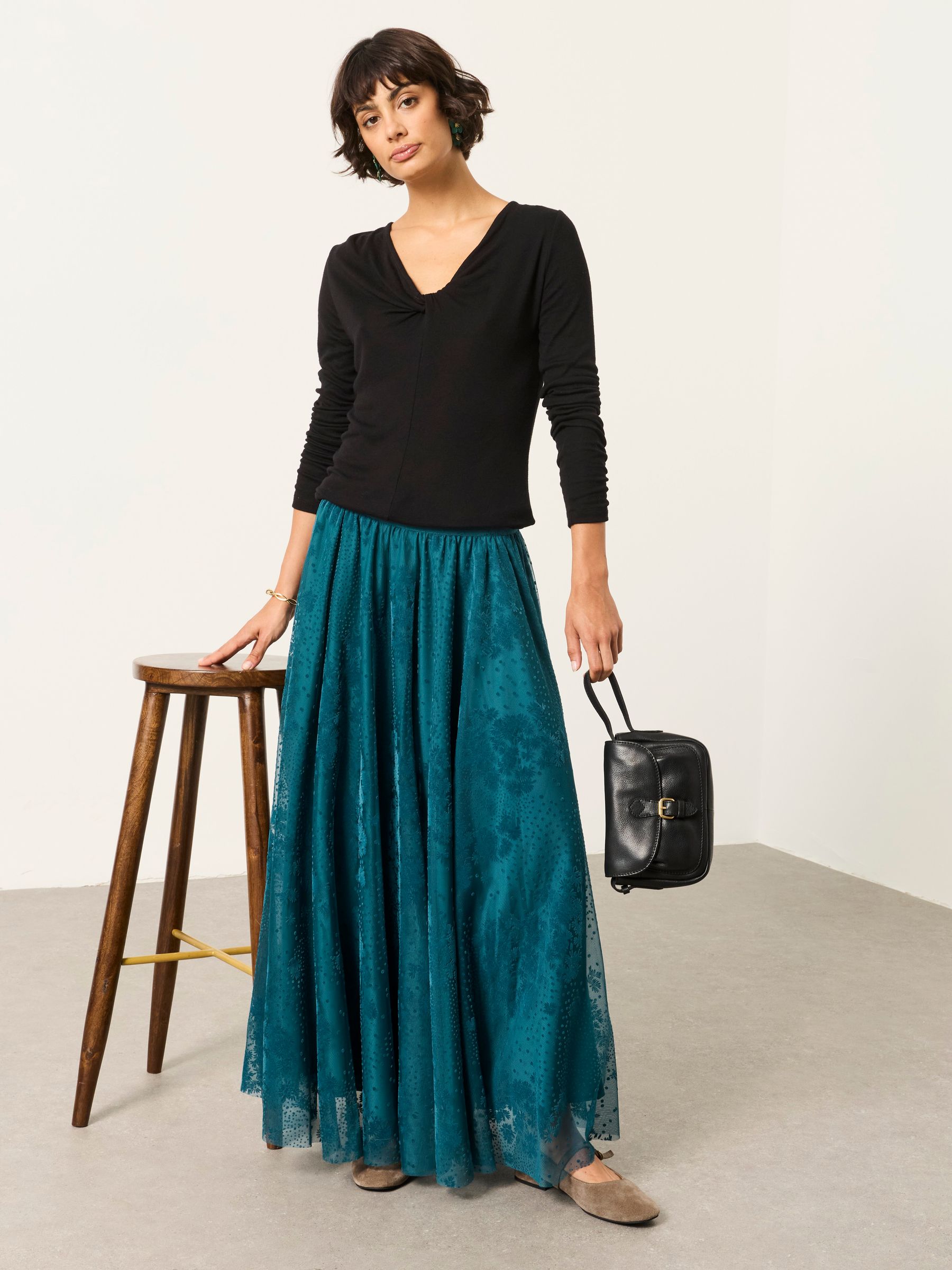 Elsie Teal Blue Spot Skirt - Image 5 of 7