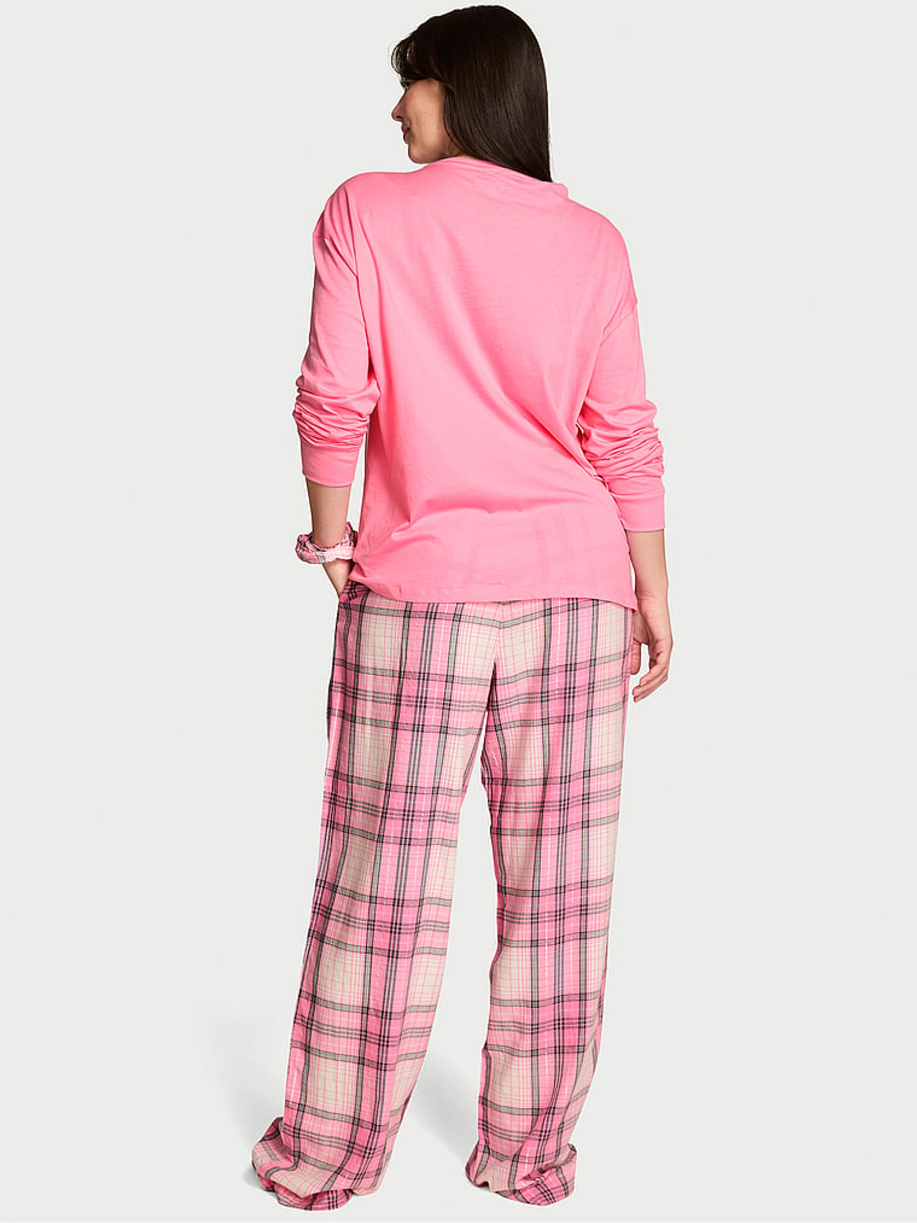 Sexy Little Pink Tartan Long Sleeve Flannel Pyjamas Set - Image 3 of 3 Sexy Little Pink Tartan Long Sleeve Flannel Pyjamas Set - Image 3 of 3