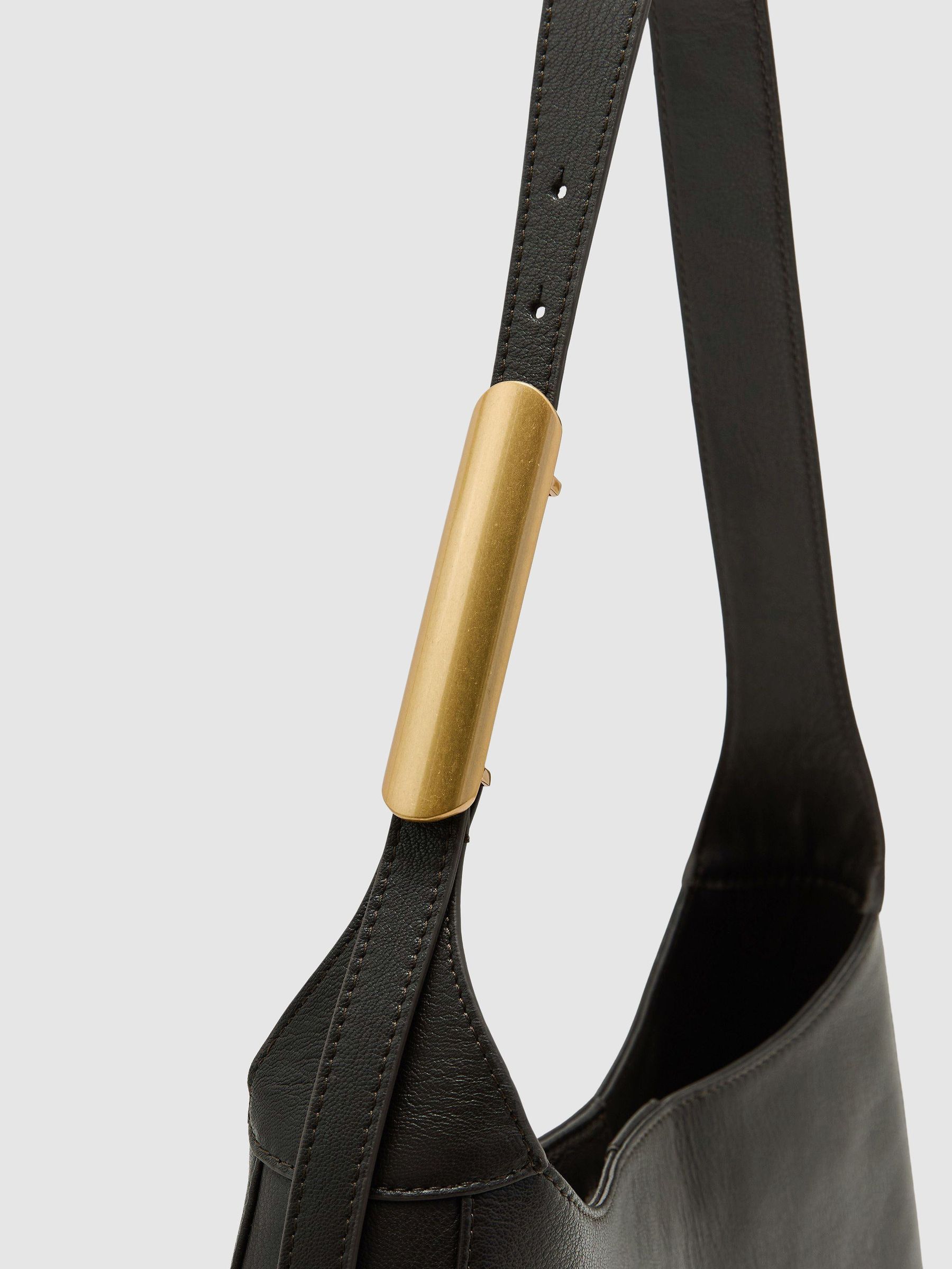 Leather Hardware-Detail Tote Bag in Chocolate - Image 5 of 7