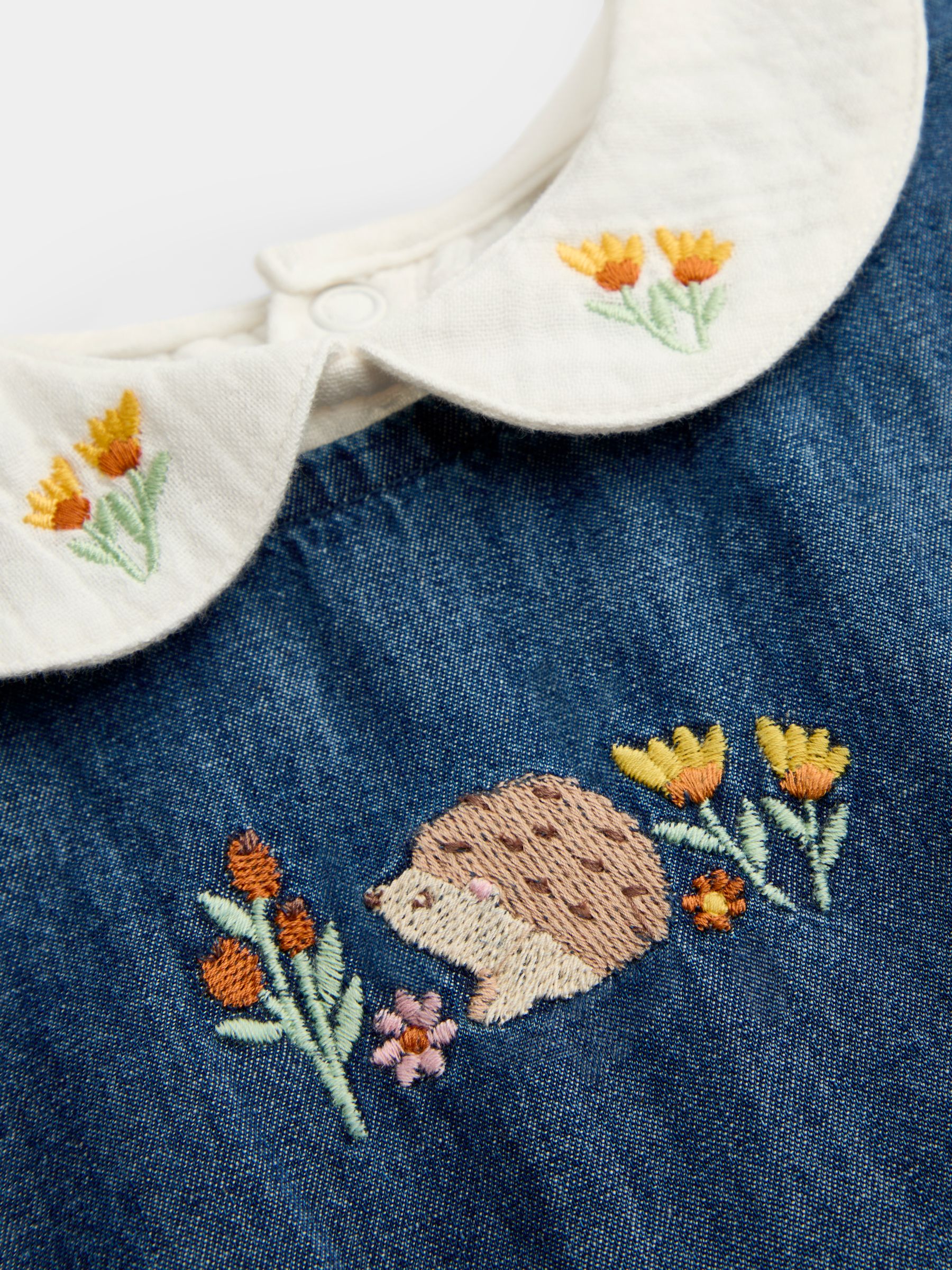 Chambray Blue Hedgehog Embroidered Dress Set - Image 6 of 8