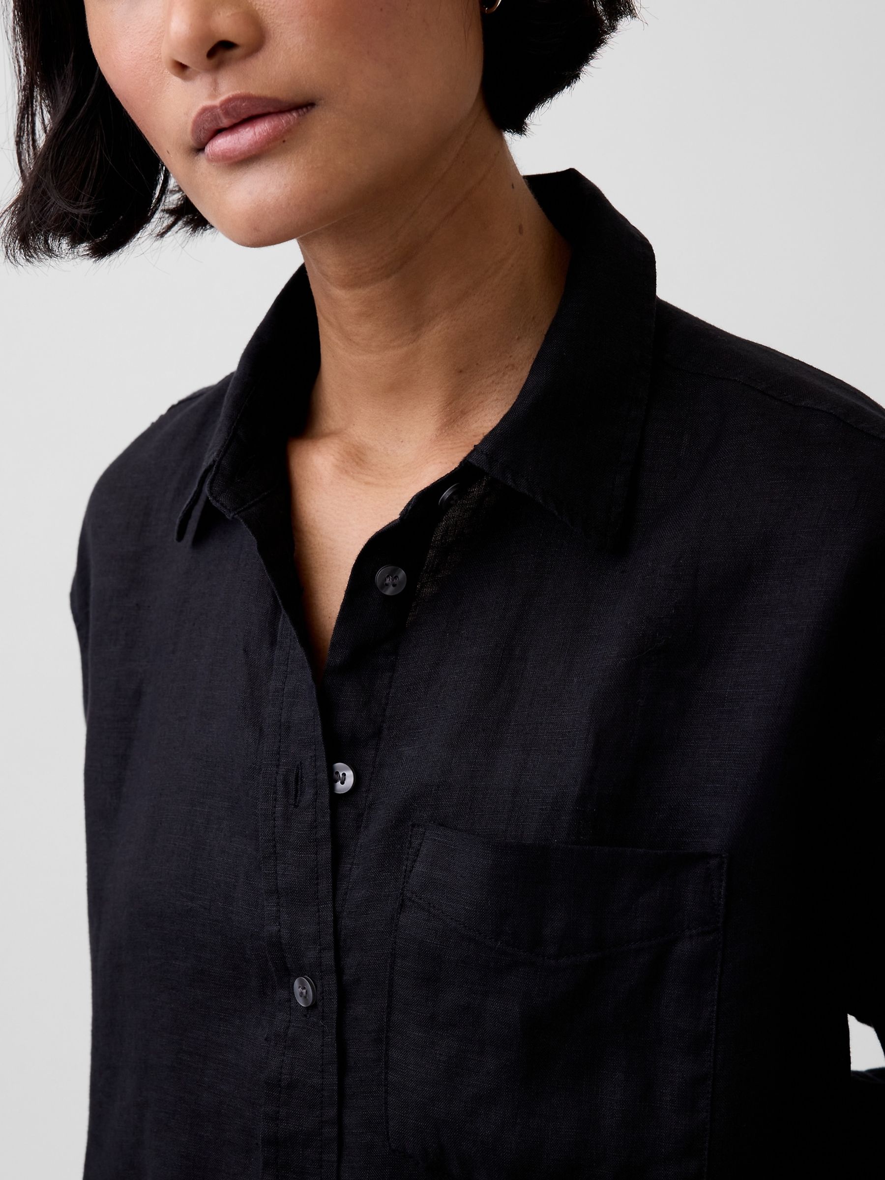 Black Linen Oversized Shirt - Image 4 of 4