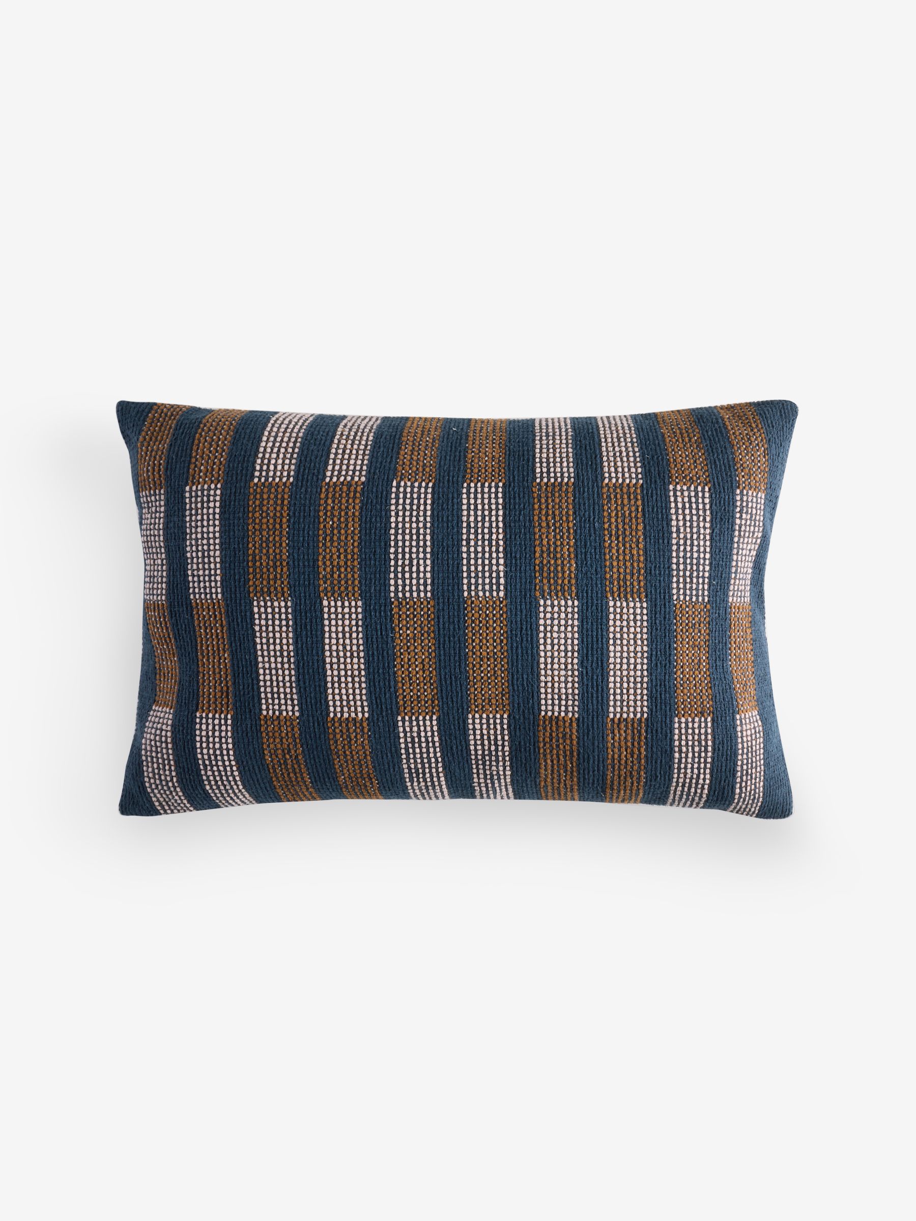 Blake Woven Stripe Cushion in Blue - Image 4 of 5