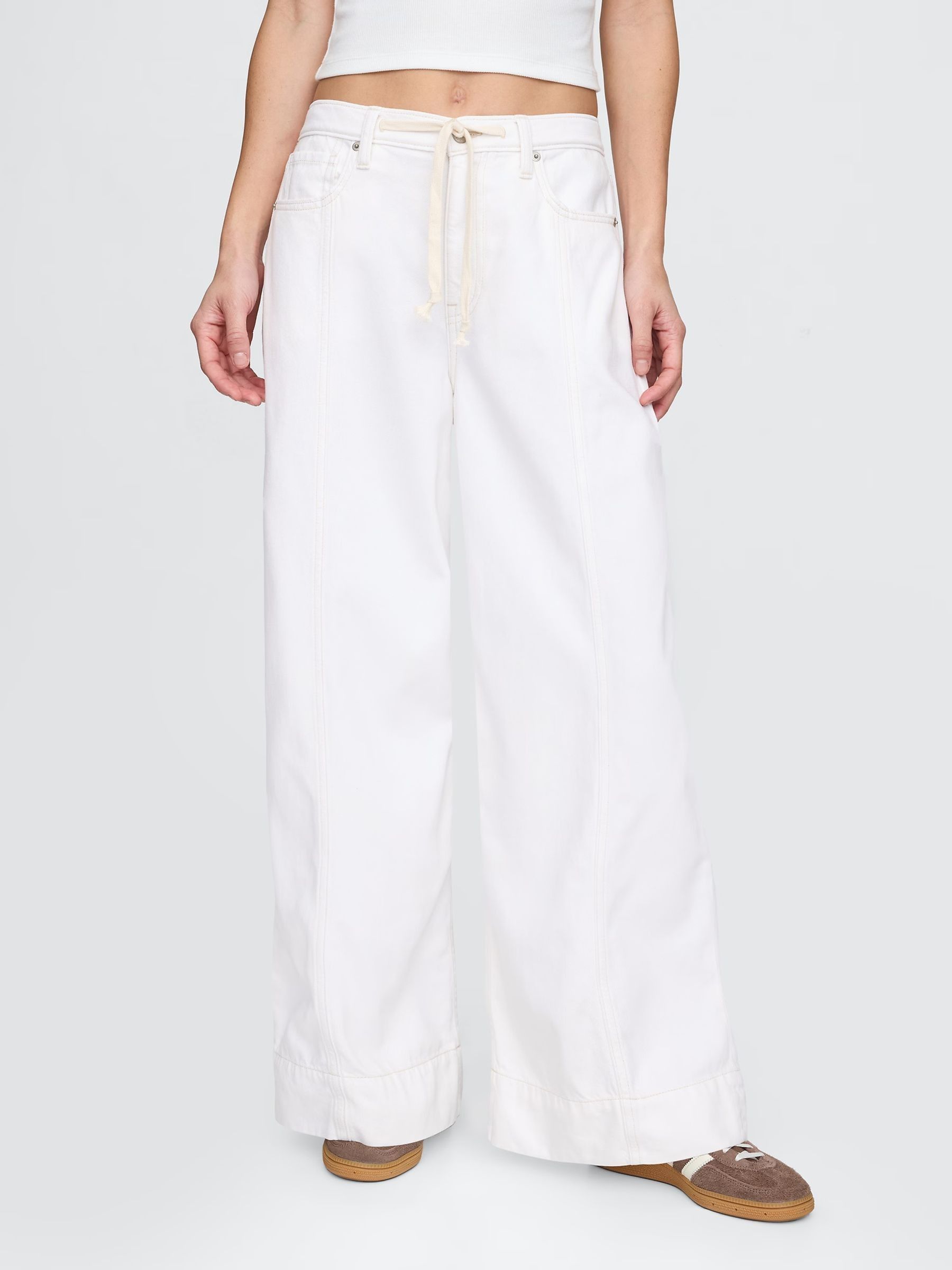 White Mid Rise UltraSoft Baggy Jeans - Image 1 of 6