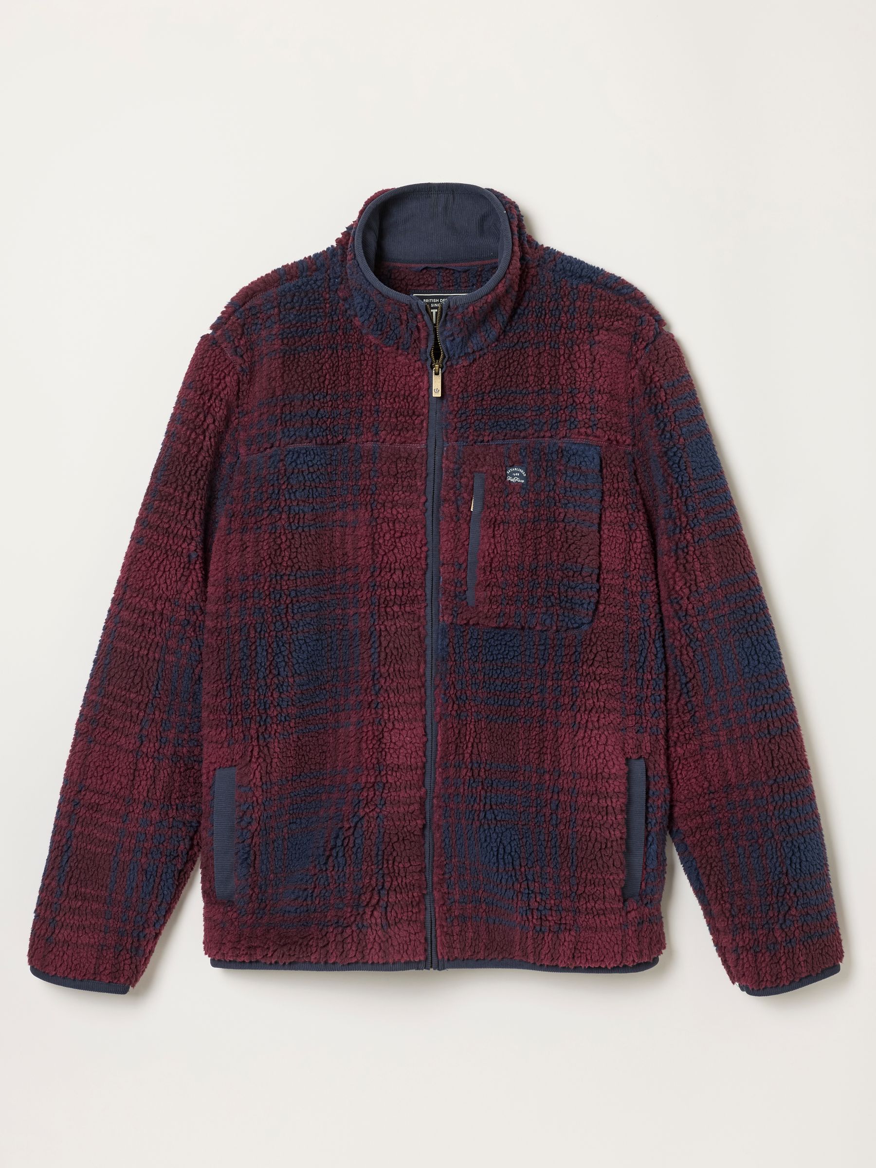 Navy Collared Check Zip Through Fleece - Image 2 of 3