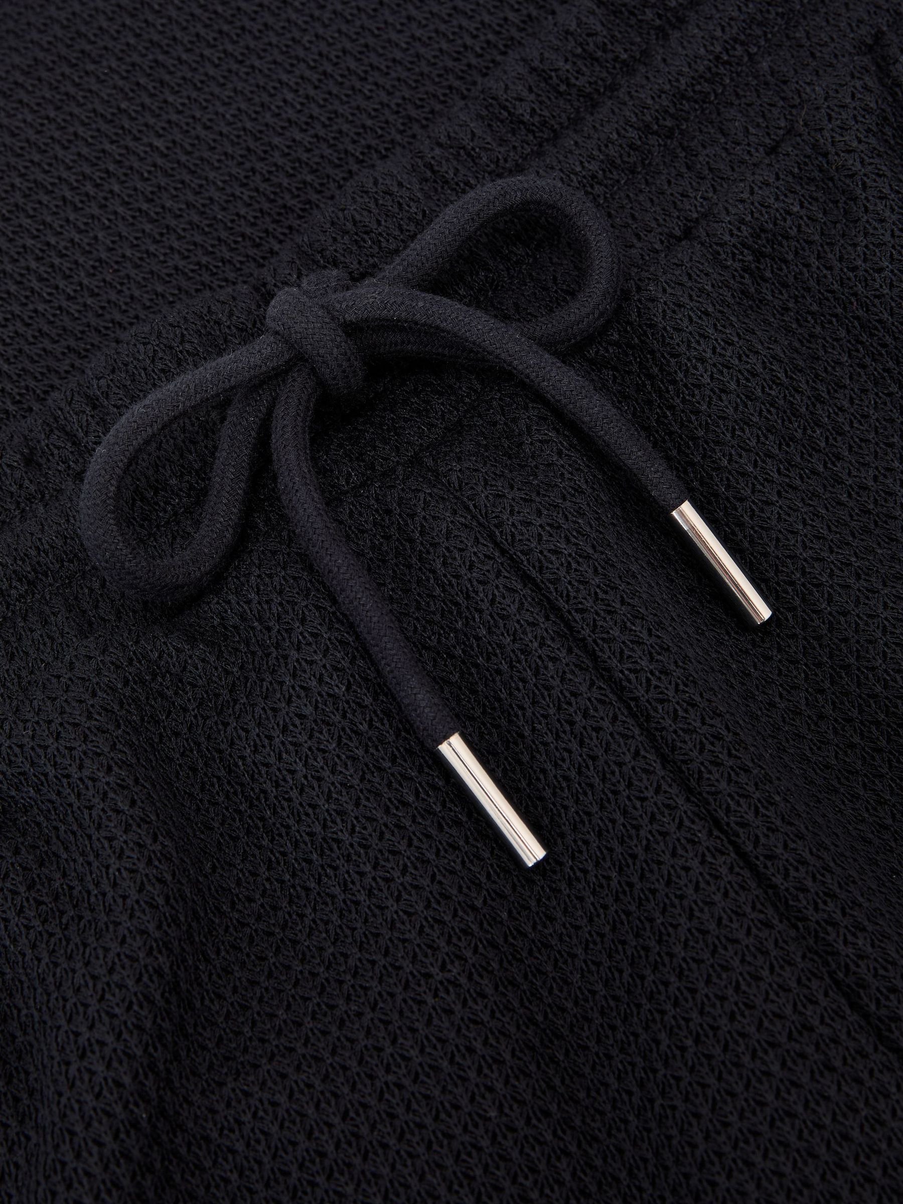 Textured Piped Drawstring Shorts in Navy - Image 6 of 6