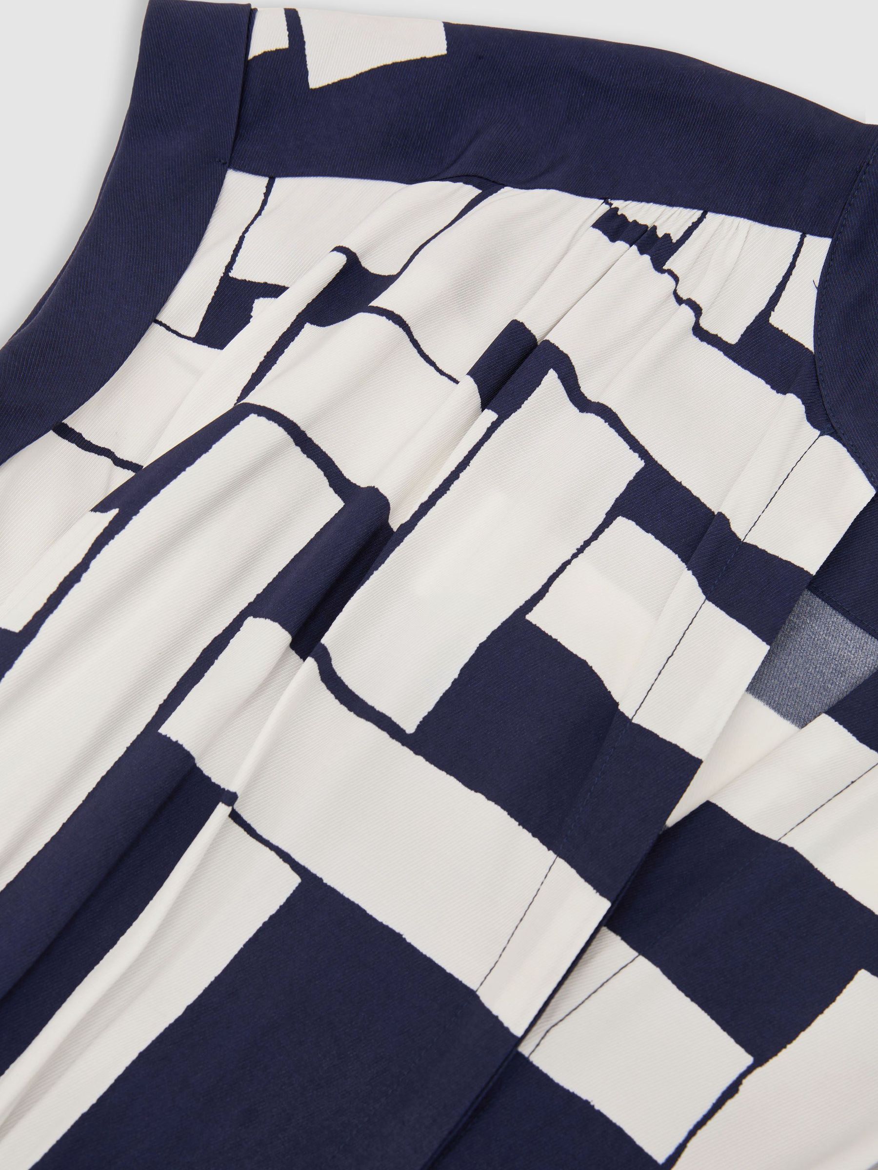 Scarf-Print Belted Midi Dress in Navy/Ivory - Image 8 of 8