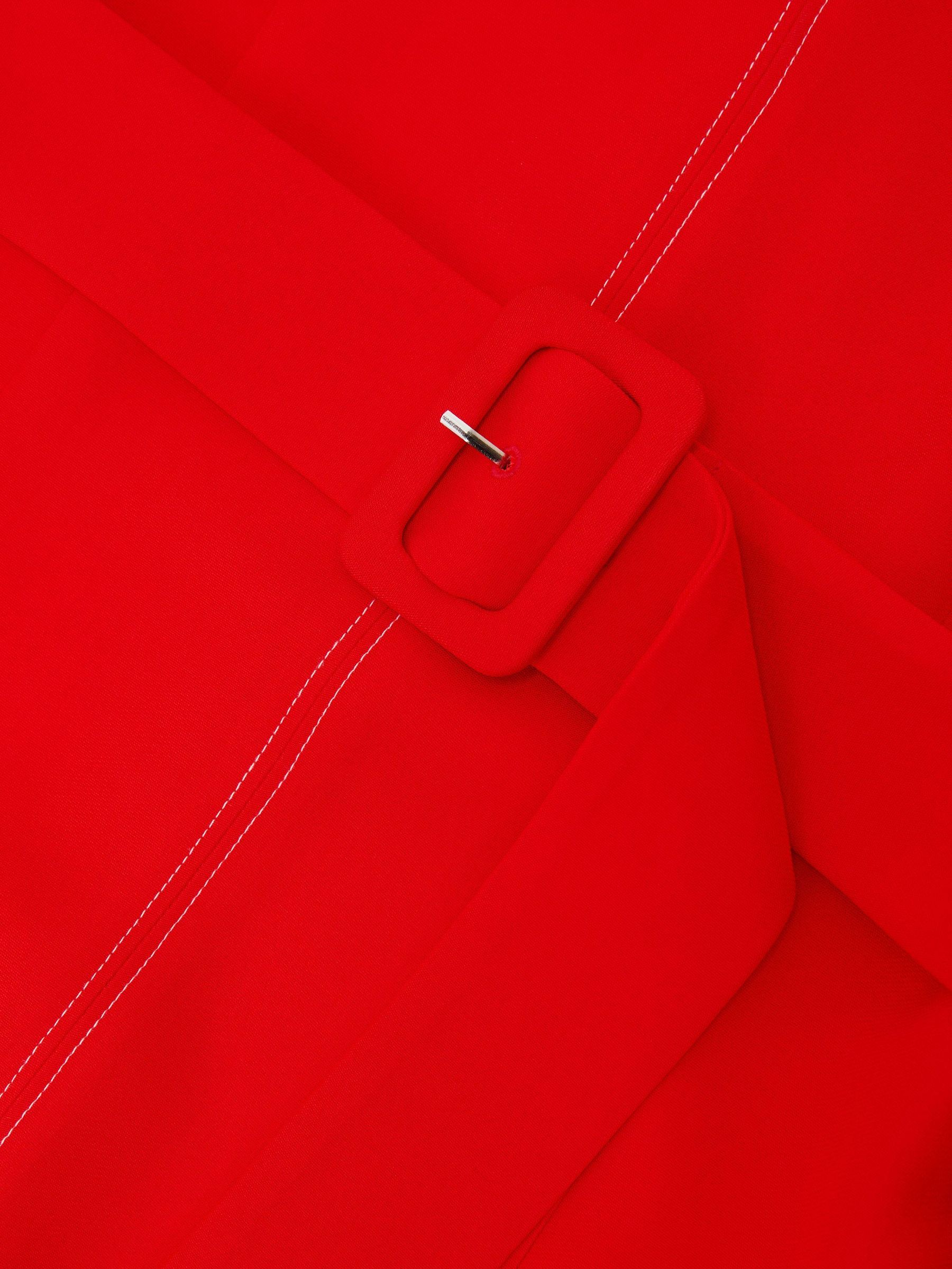 Collared Belted Midi Dress in Red - Image 6 of 6