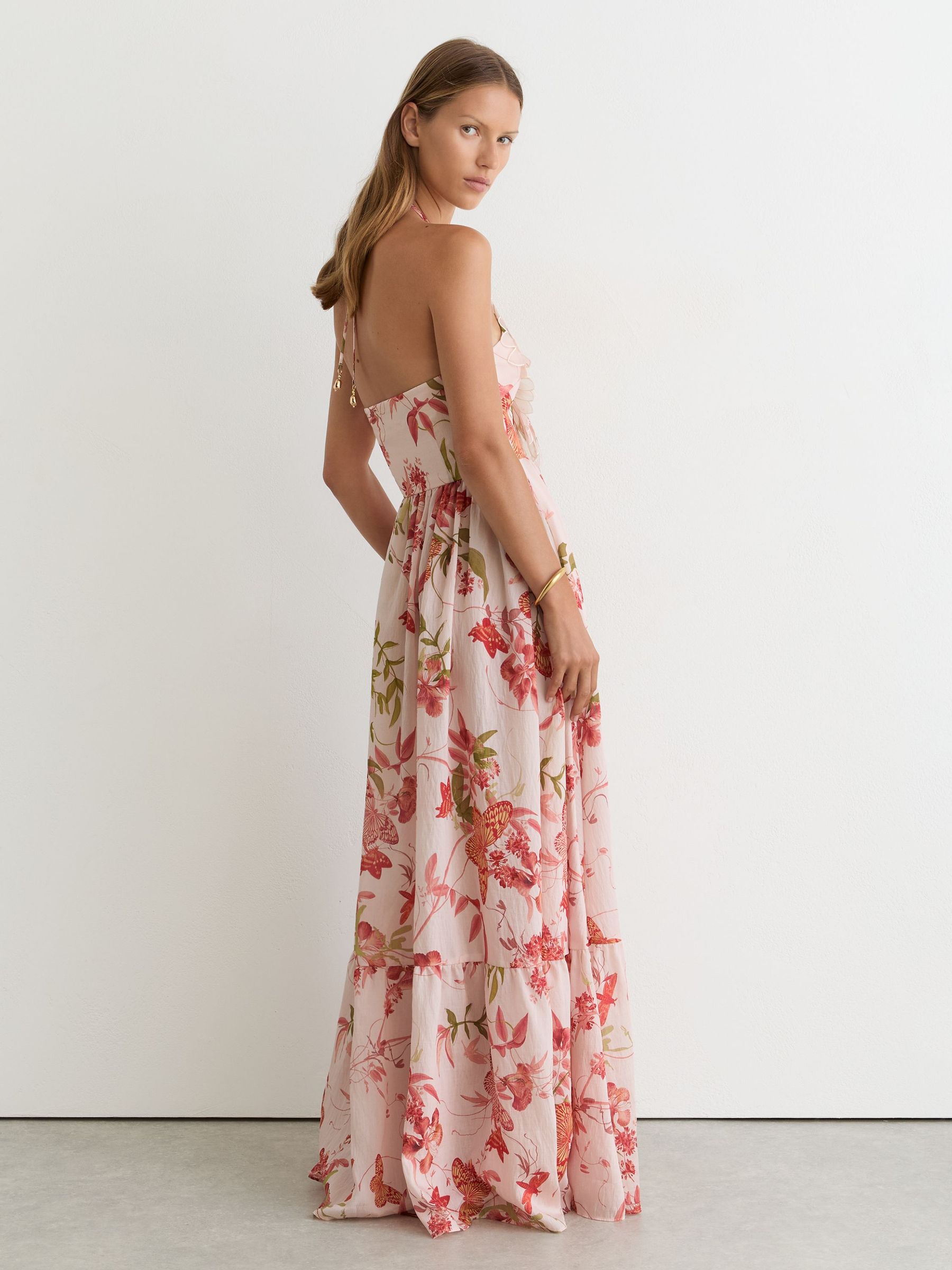 Reiss | NYBG Butterfly-Embroidered Maxi Dress in Pale Pink - Bild 5 av 8