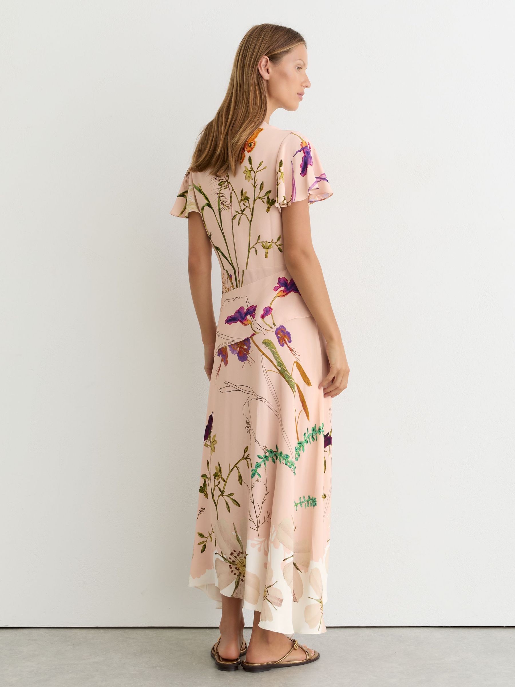 Reiss | NYBG Printed Handkerchief-Hem Dress in Pale Pink - Image 5 of 8