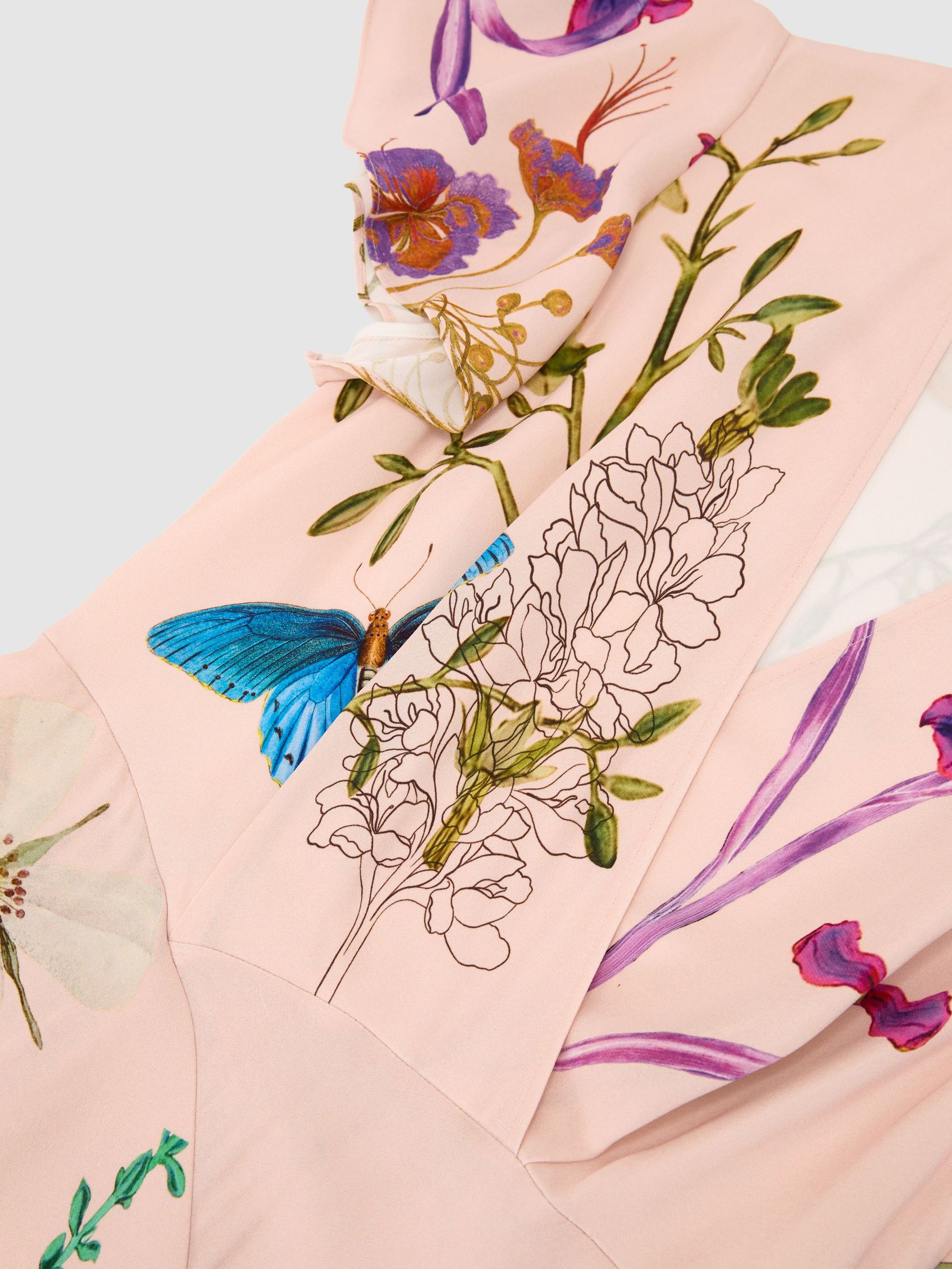 Reiss | NYBG Printed Handkerchief-Hem Dress in Pale Pink - Image 8 of 8