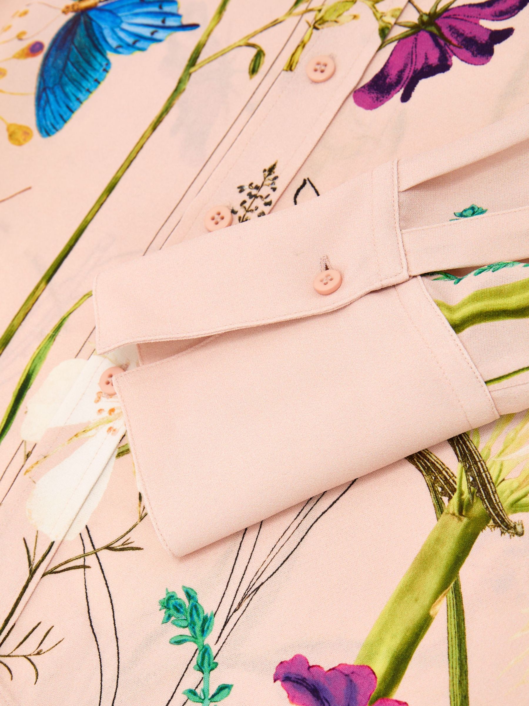Reiss | NYBG Blommig Fjärilsmönstrad Skjorta i Ljusrosa - Bild 7 av 7