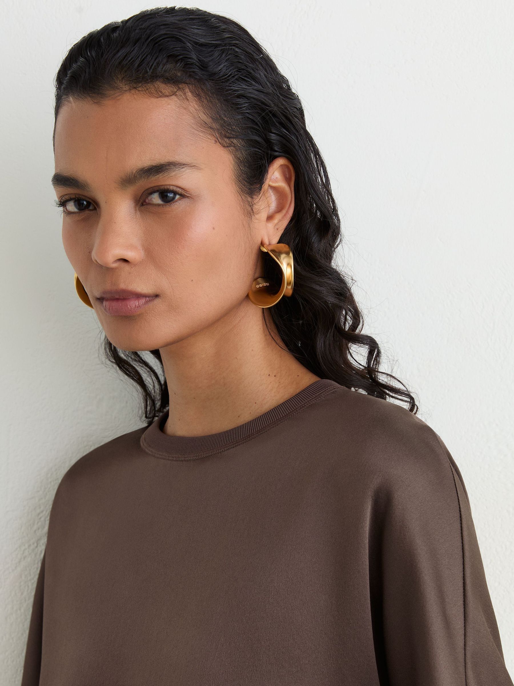 Silk Short-Sleeve Top in Mauve - Image 3 of 7