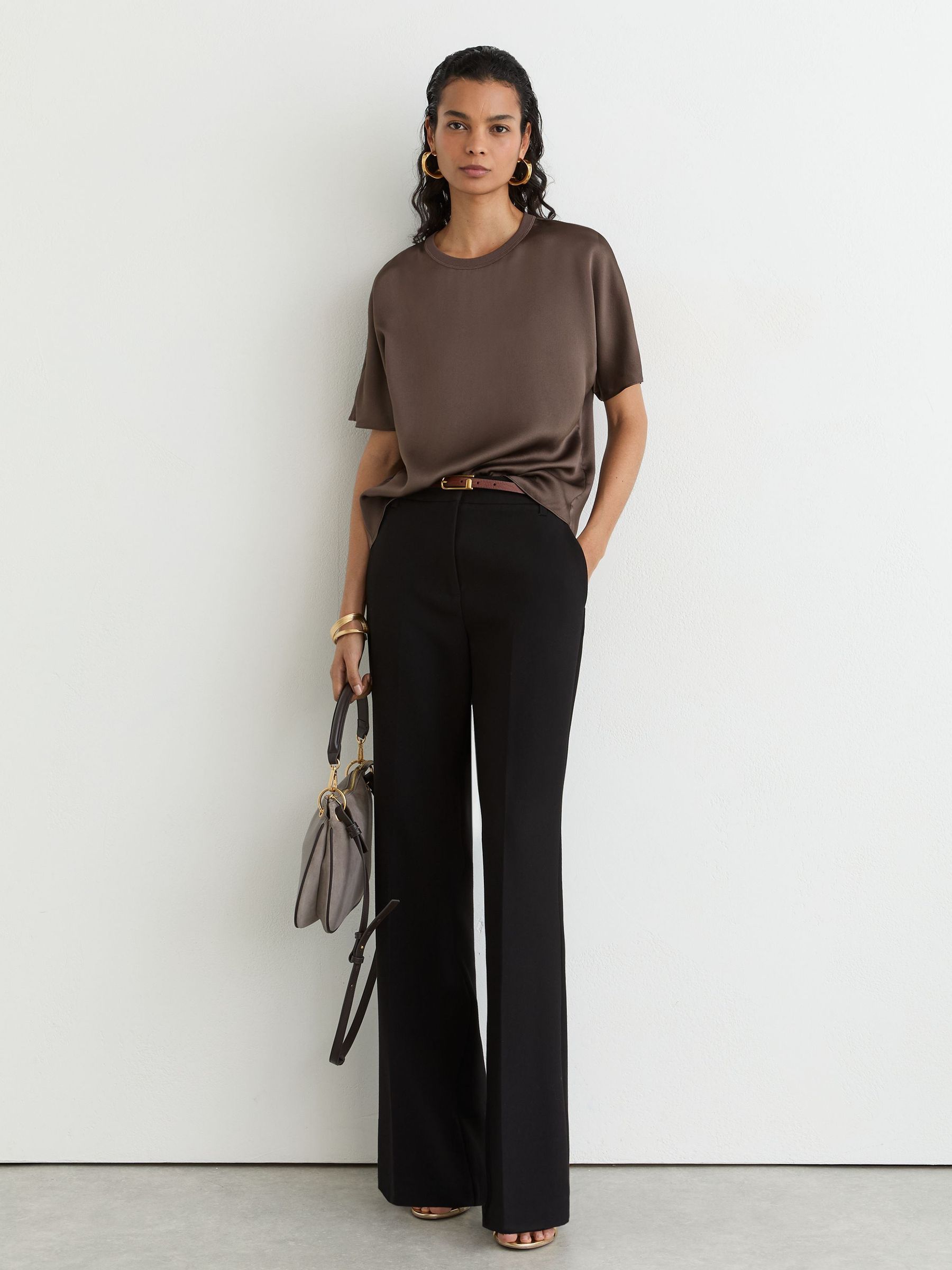 Silk Short-Sleeve Top in Mauve - Image 4 of 7