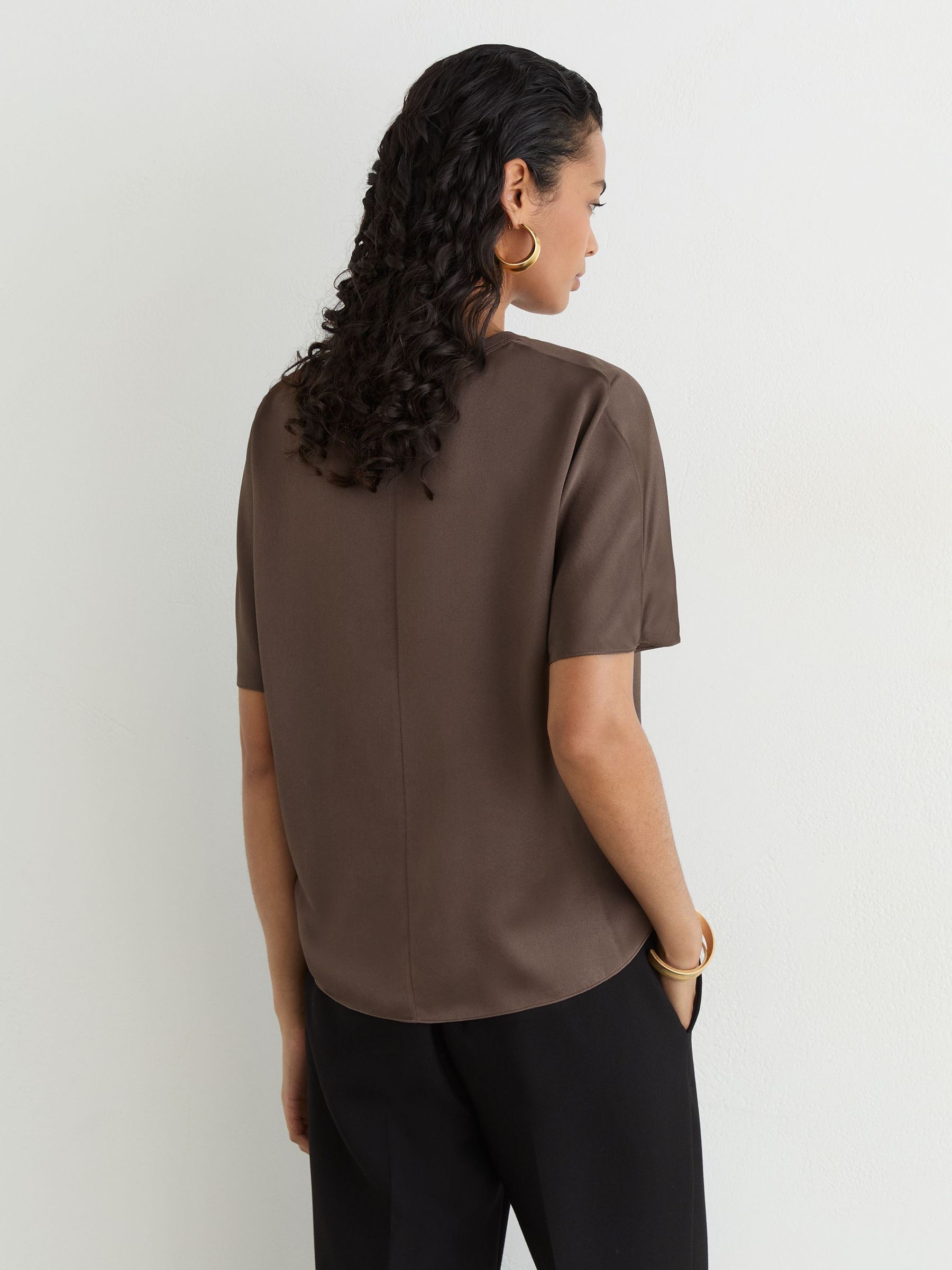 Silk Short-Sleeve Top in Mauve - Image 6 of 7