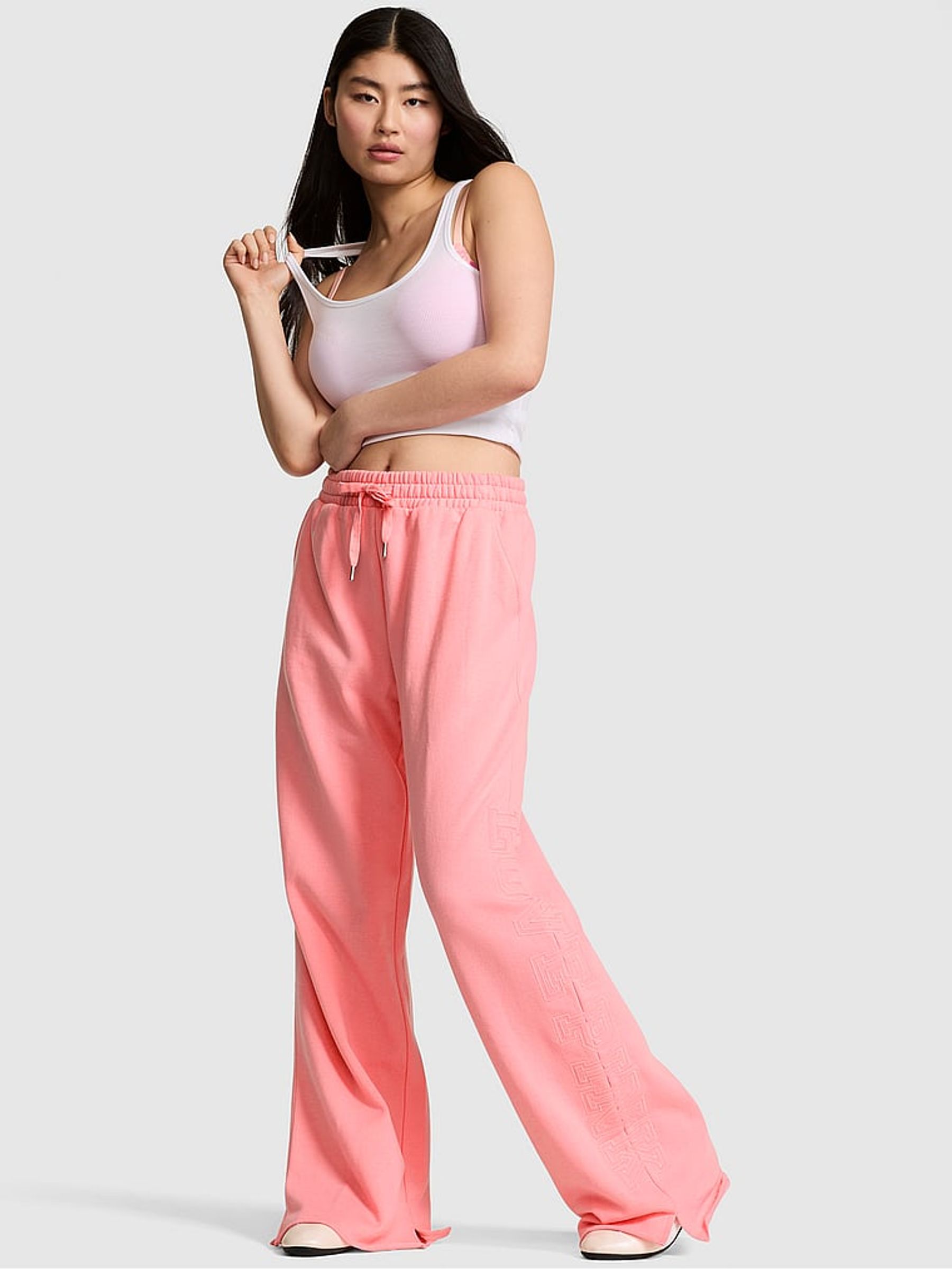 Pink Hope Wide Leg Fleece Joggers - Image 1 of 2