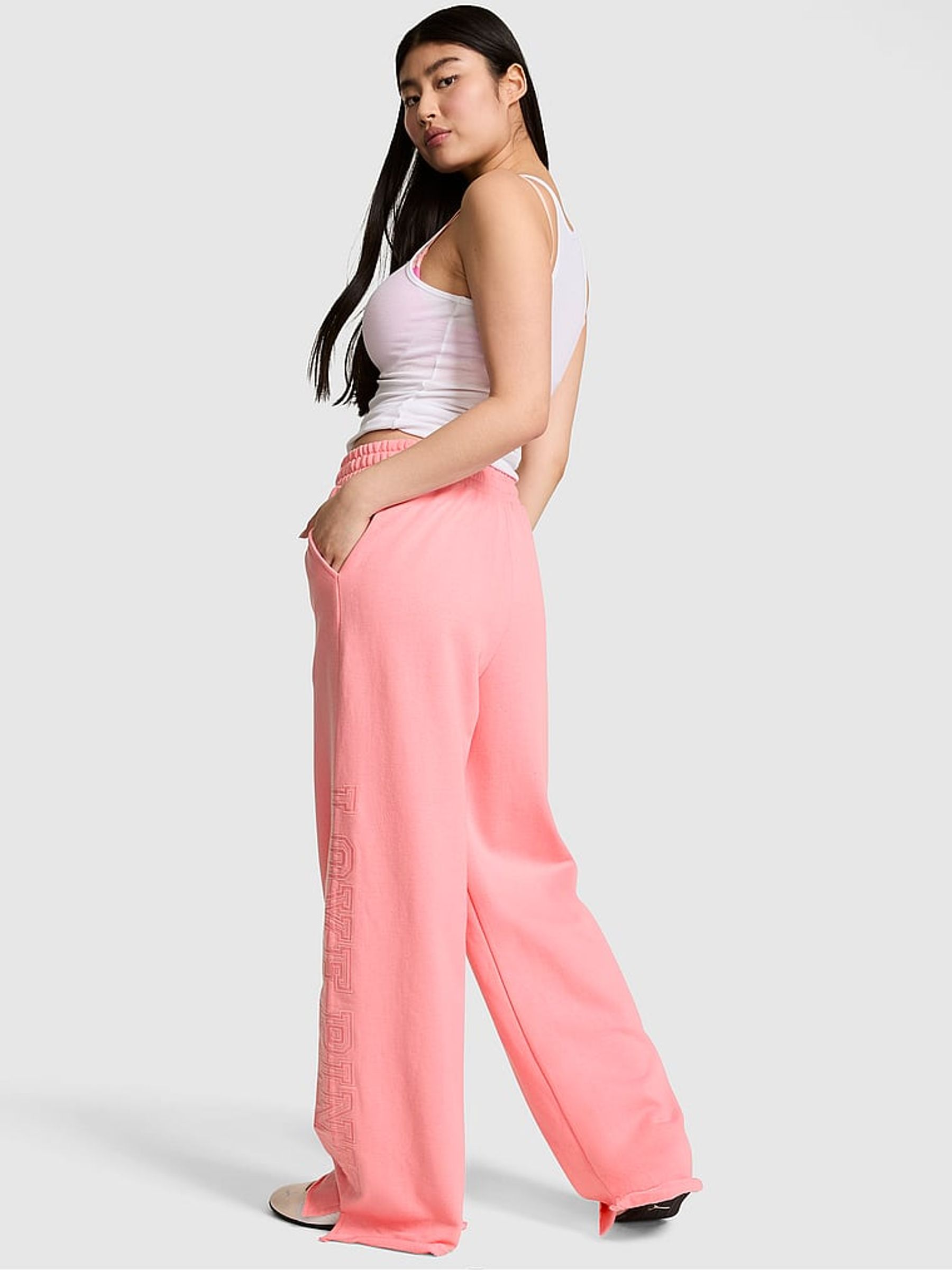 Pink Hope Wide Leg Fleece Joggers - Image 2 of 2