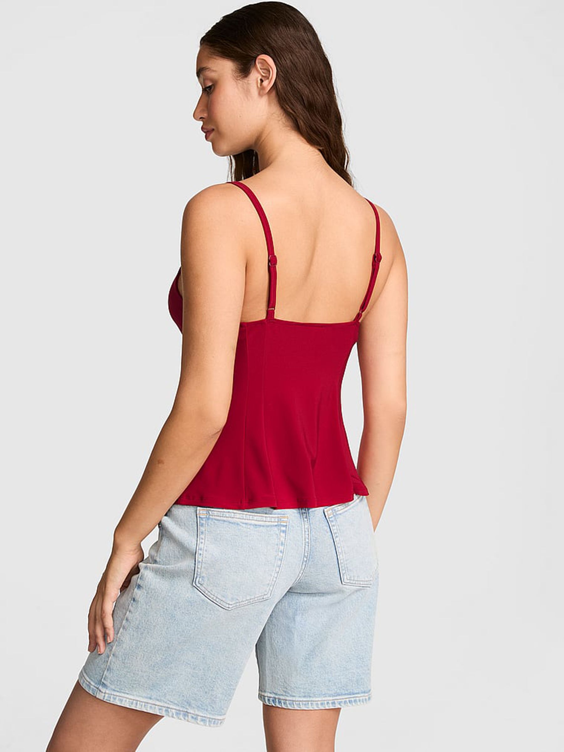 Red Lacquer Knit Corset Cami Top - Image 2 of 2 Red Lacquer Knit Corset Cami Top - Image 2 of 2