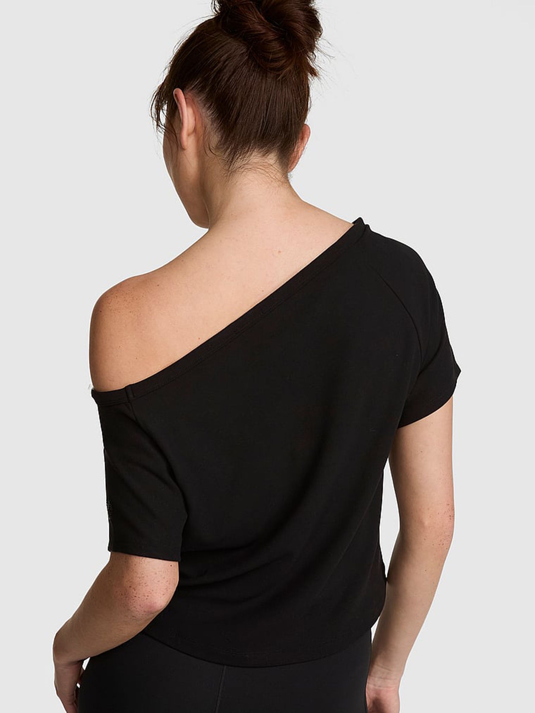 Black Cotton Off The Shoulder T-Shirt - Image 2 of 2 Black Cotton Off The Shoulder T-Shirt - Image 2 of 2