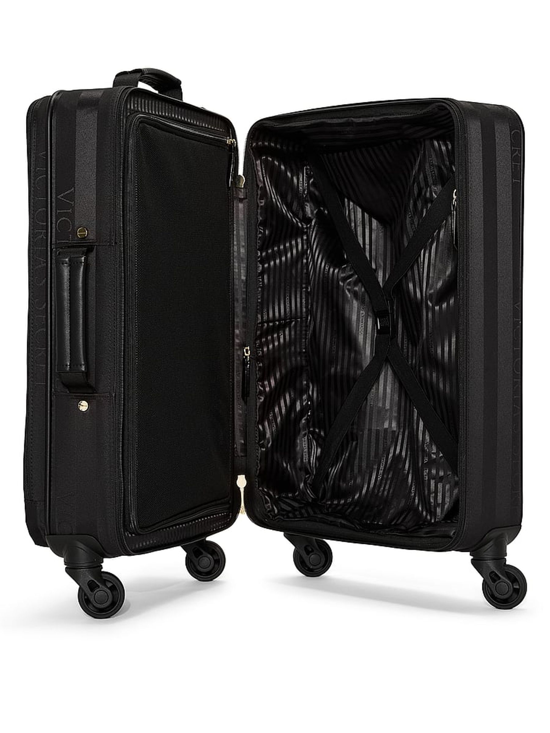 Black Stripe Carry On Rolling Suitcase - Image 3 of 3 Black Stripe Carry On Rolling Suitcase - Image 3 of 3