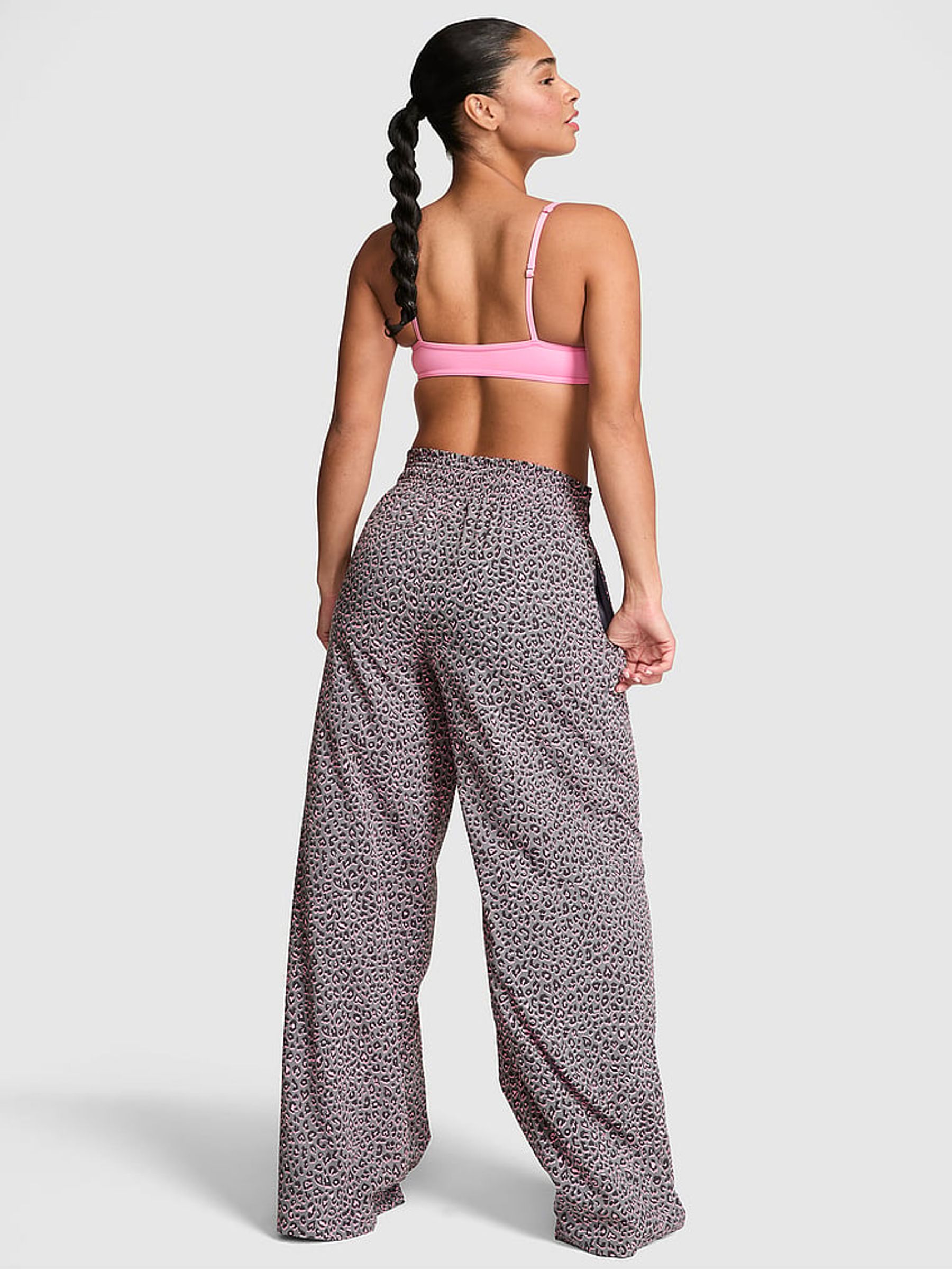 Twilight Grey Leopard Woven Wide Leg Trousers - Image 2 of 2