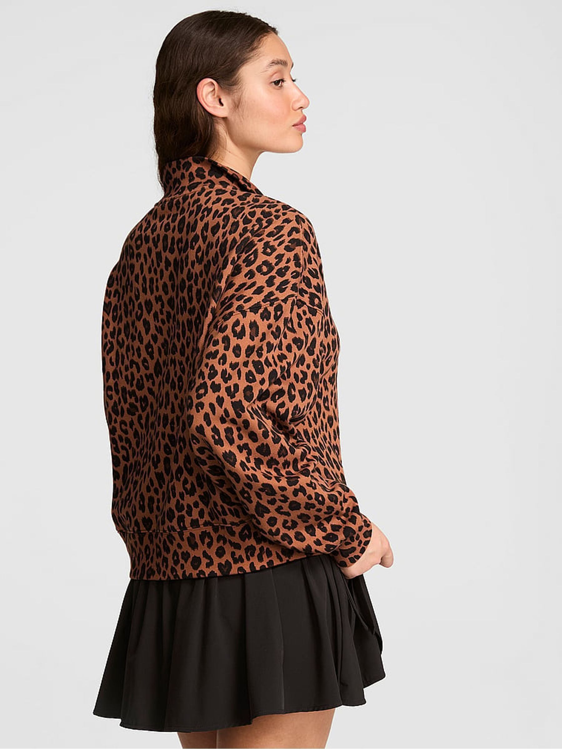 Leopard Brown Snap Front Sweatshirt - Image 2 of 2