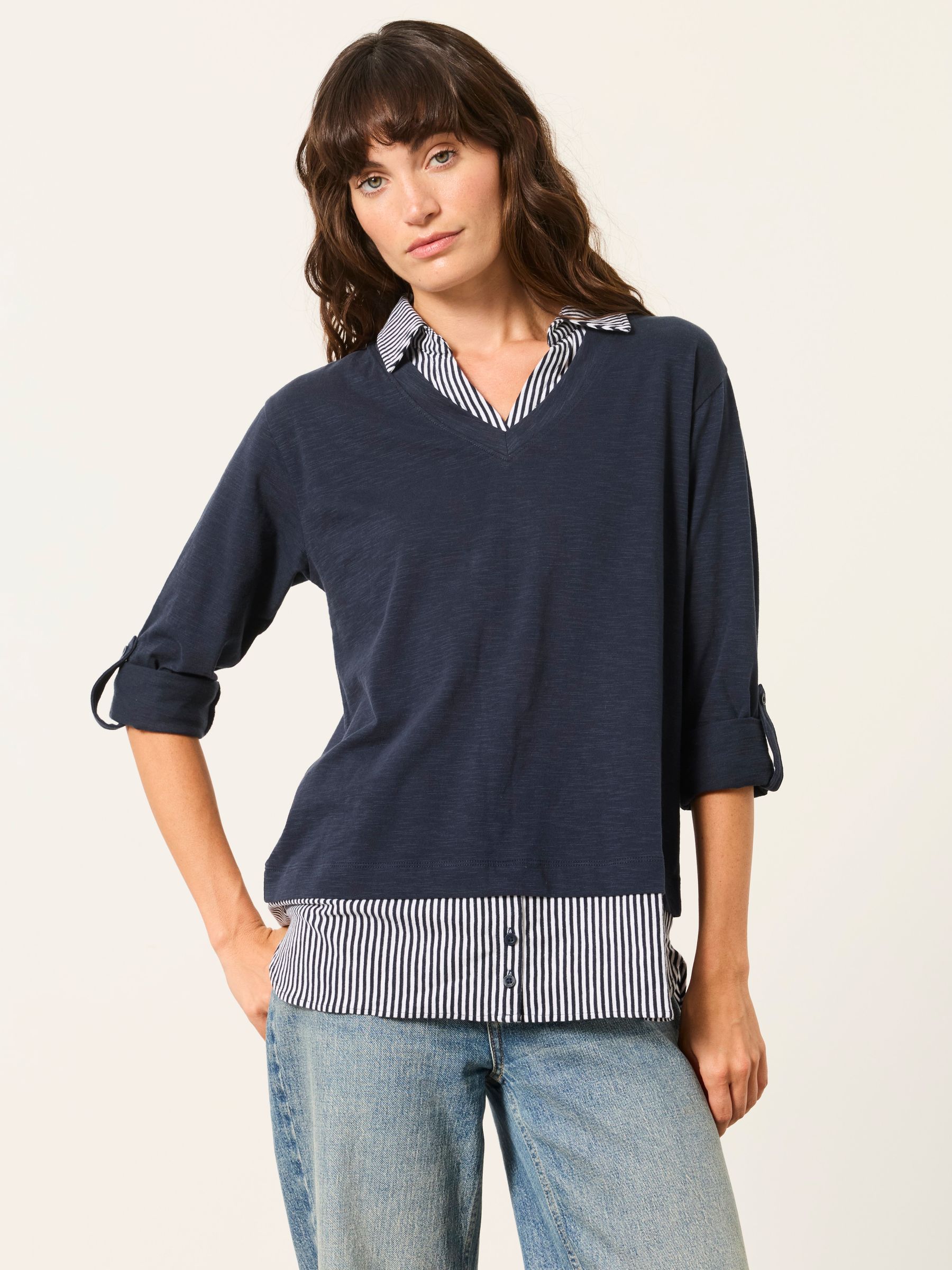 Polly Navy 2in1 Jersey Shirt - Image 1 of 6
