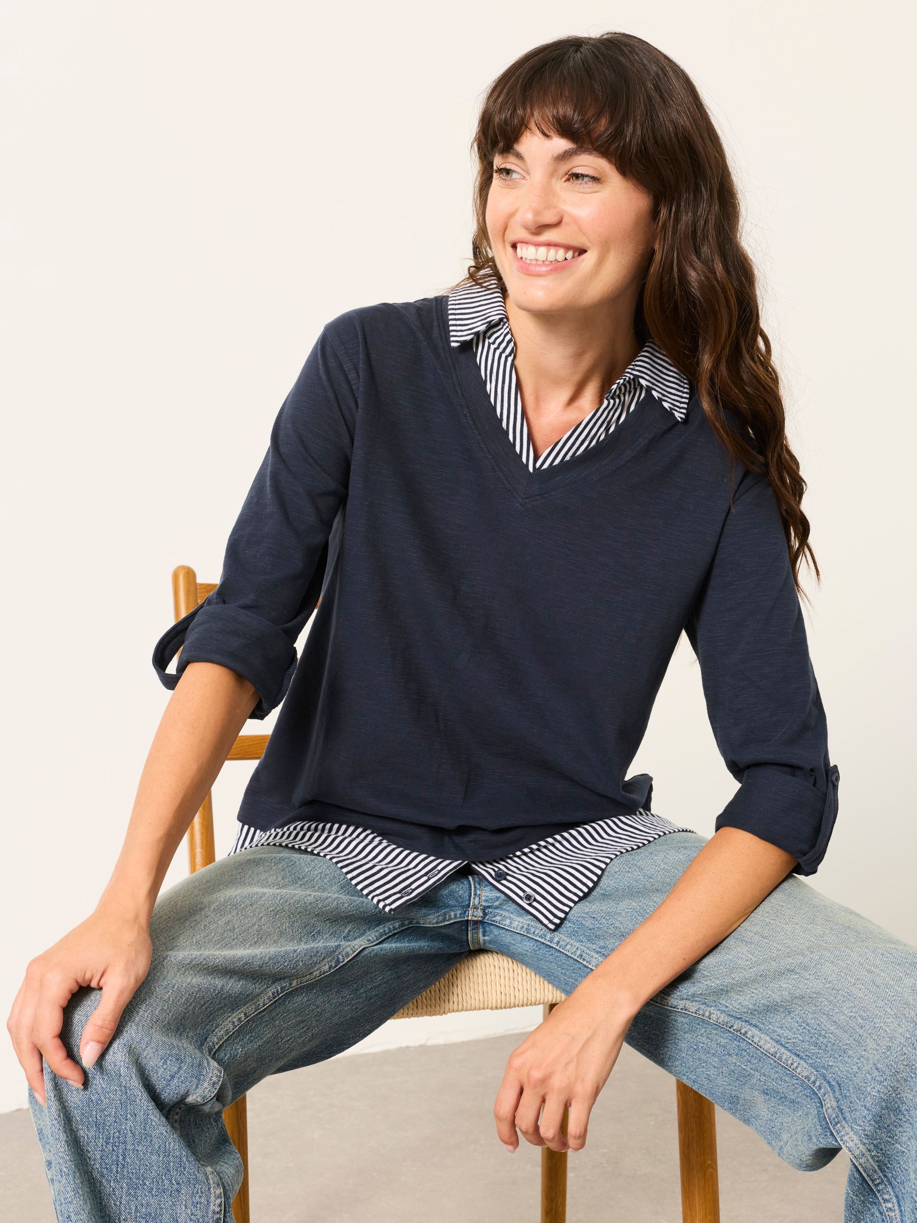 Polly Navy 2in1 Jersey Shirt - Image 5 of 6