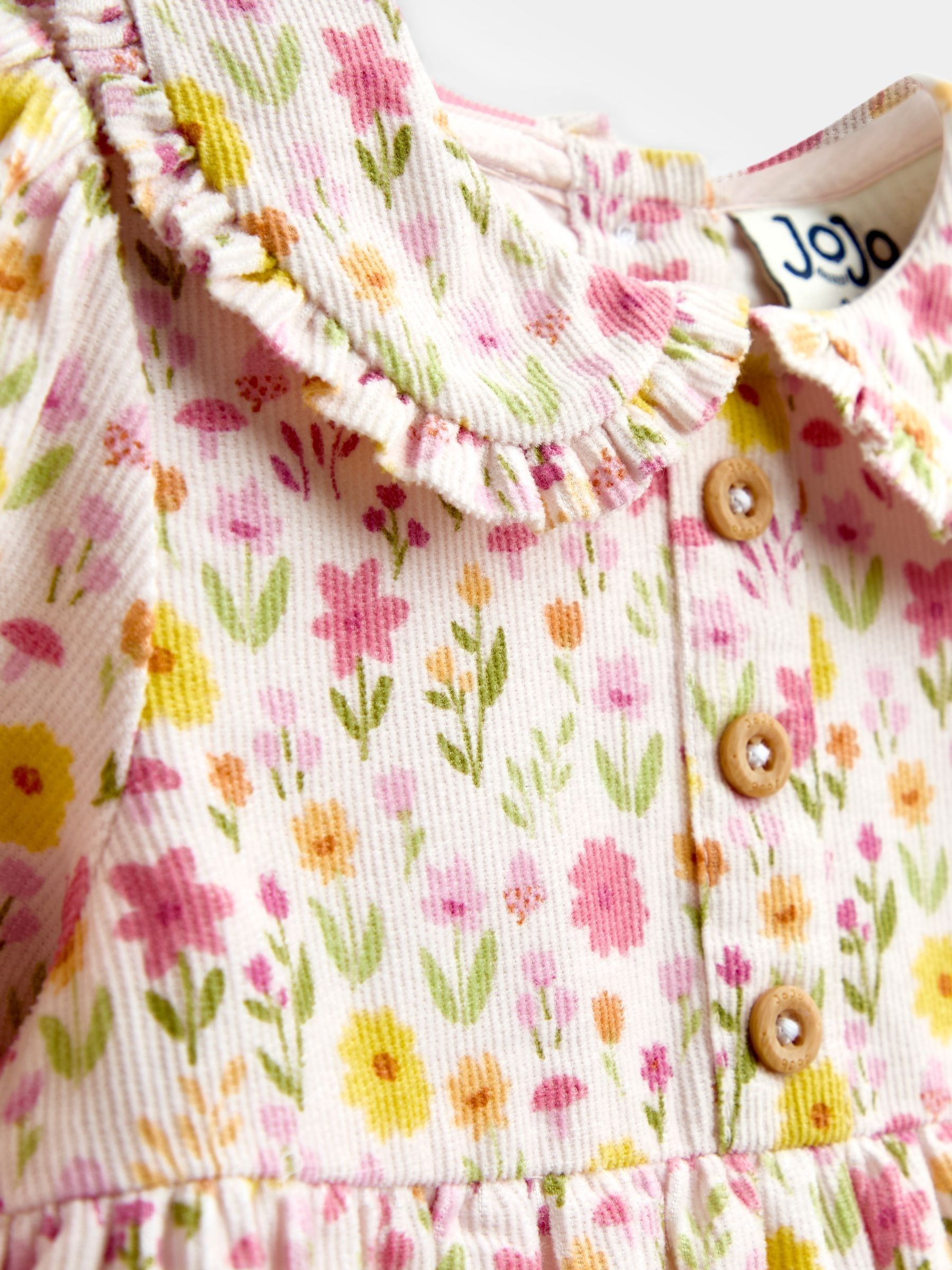 Pink Floral Cord Baby Dress & Tights Set - Image 6 of 6