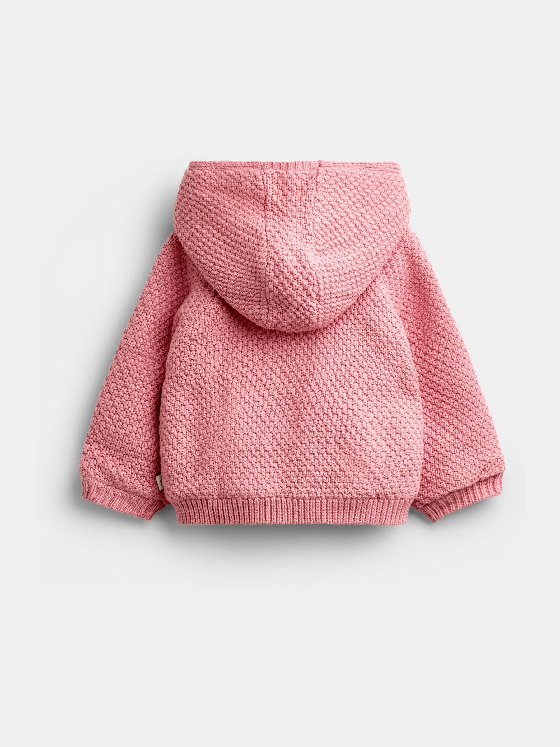 Mid Pink Bunny Appliqué Knitted Baby Hoodie - Image 2 of 4