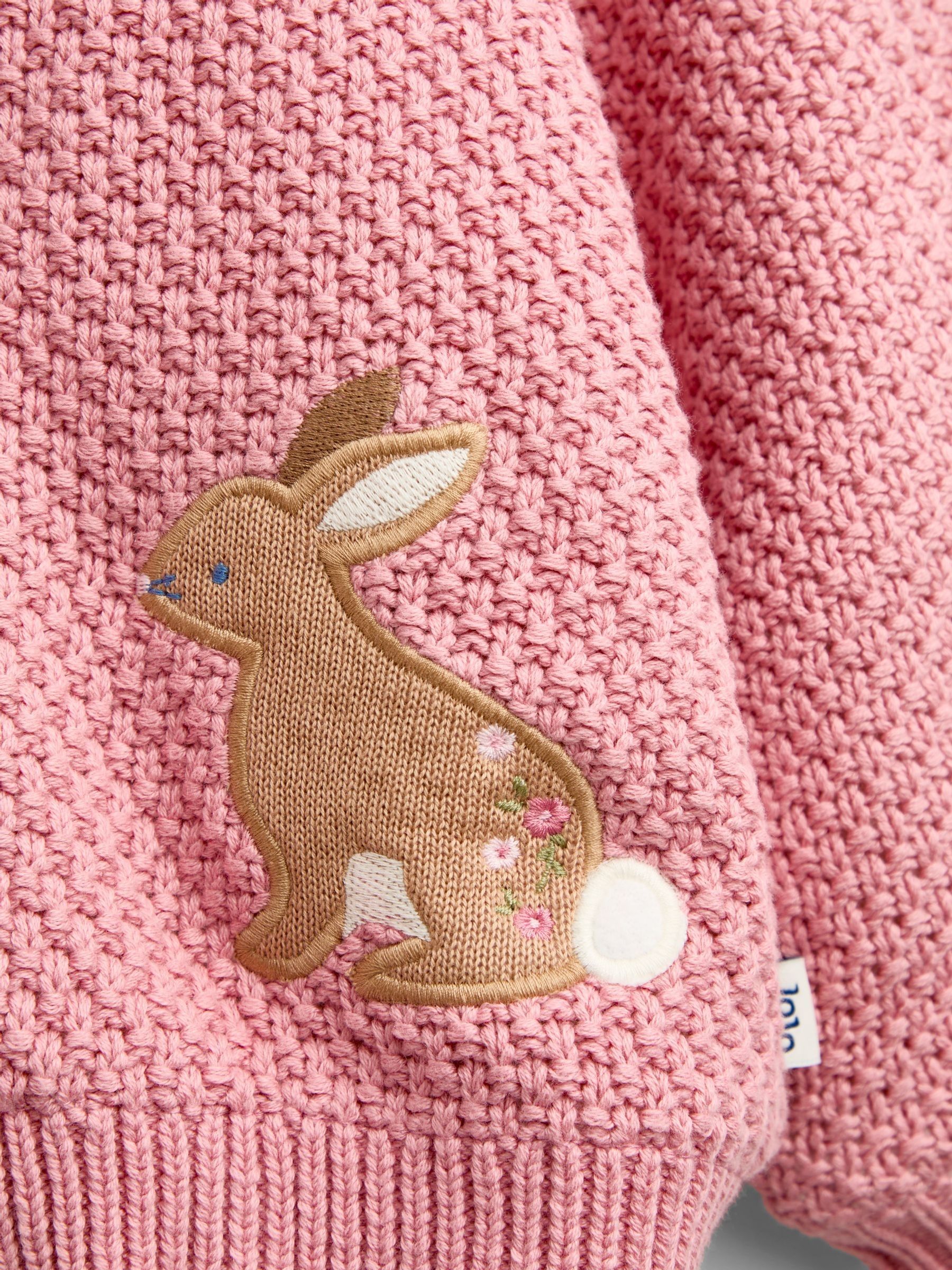 Mid Pink Bunny Appliqué Knitted Baby Hoodie - Image 4 of 4