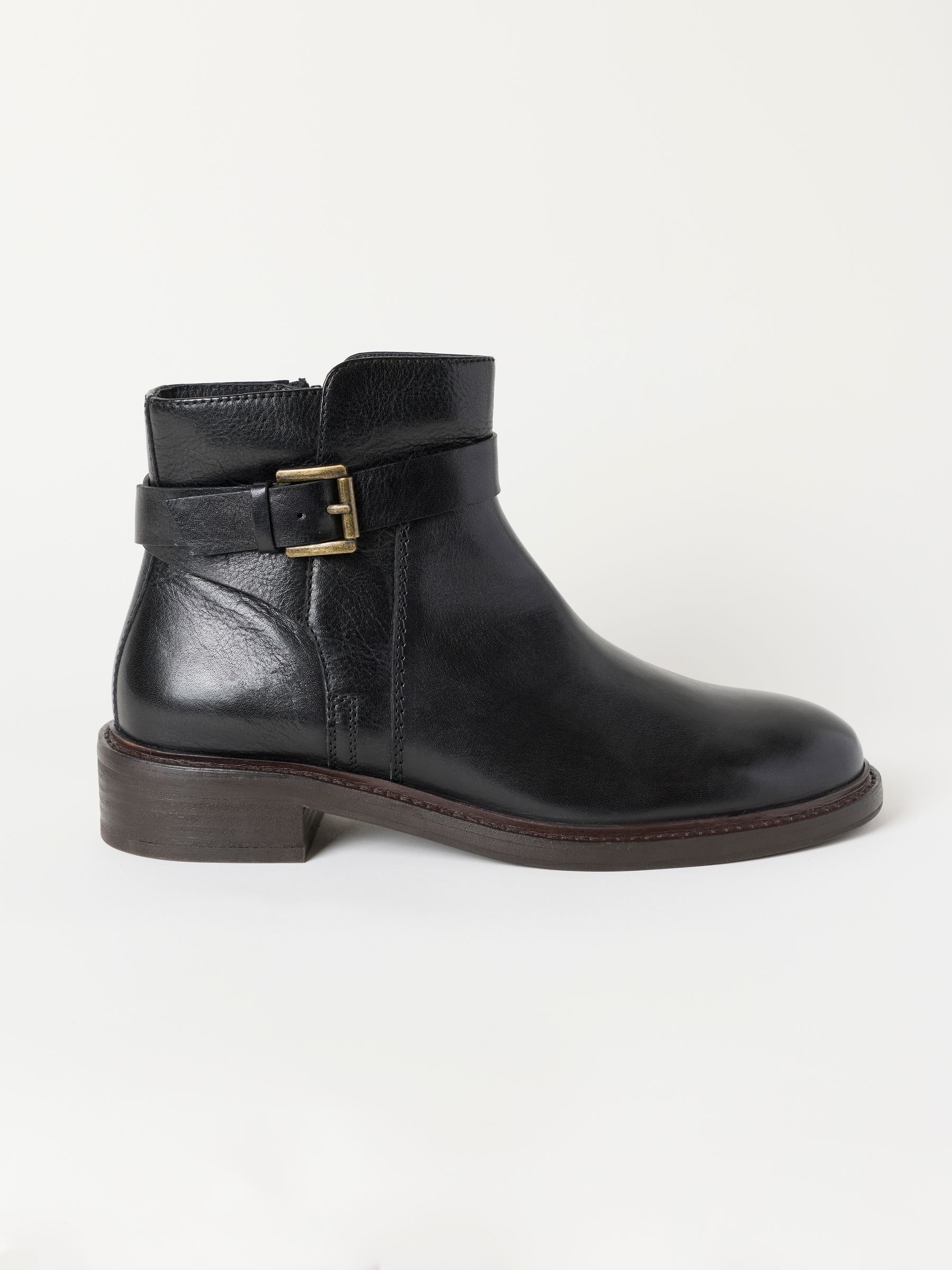 Clifton Black Buckle Leather Ankle Boot - Image 1 of 3