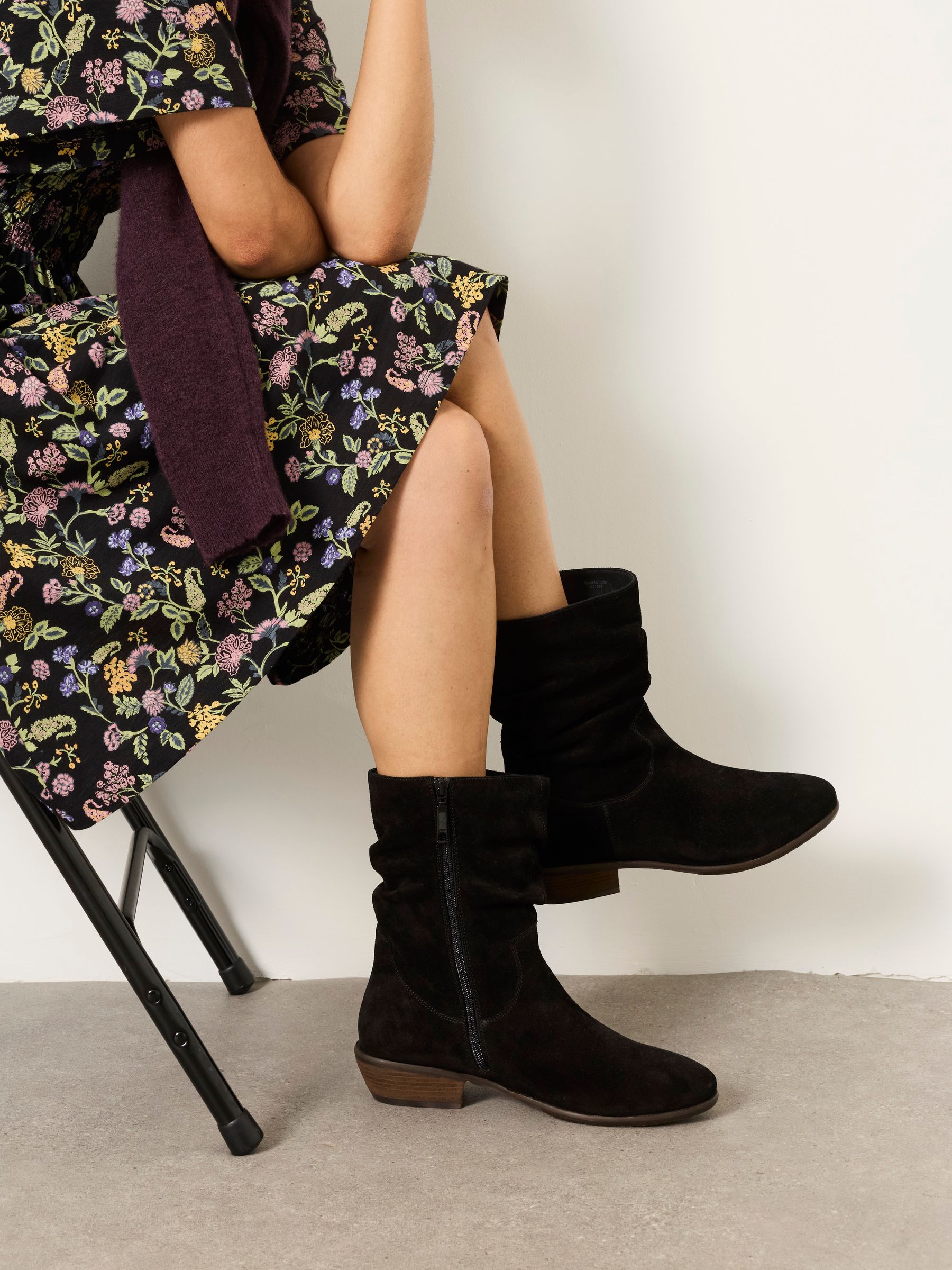 Farleigh Black Suede Slouch Boots - Image 1 of 5 Farleigh Black Suede Slouch Boots - Image 1 of 5