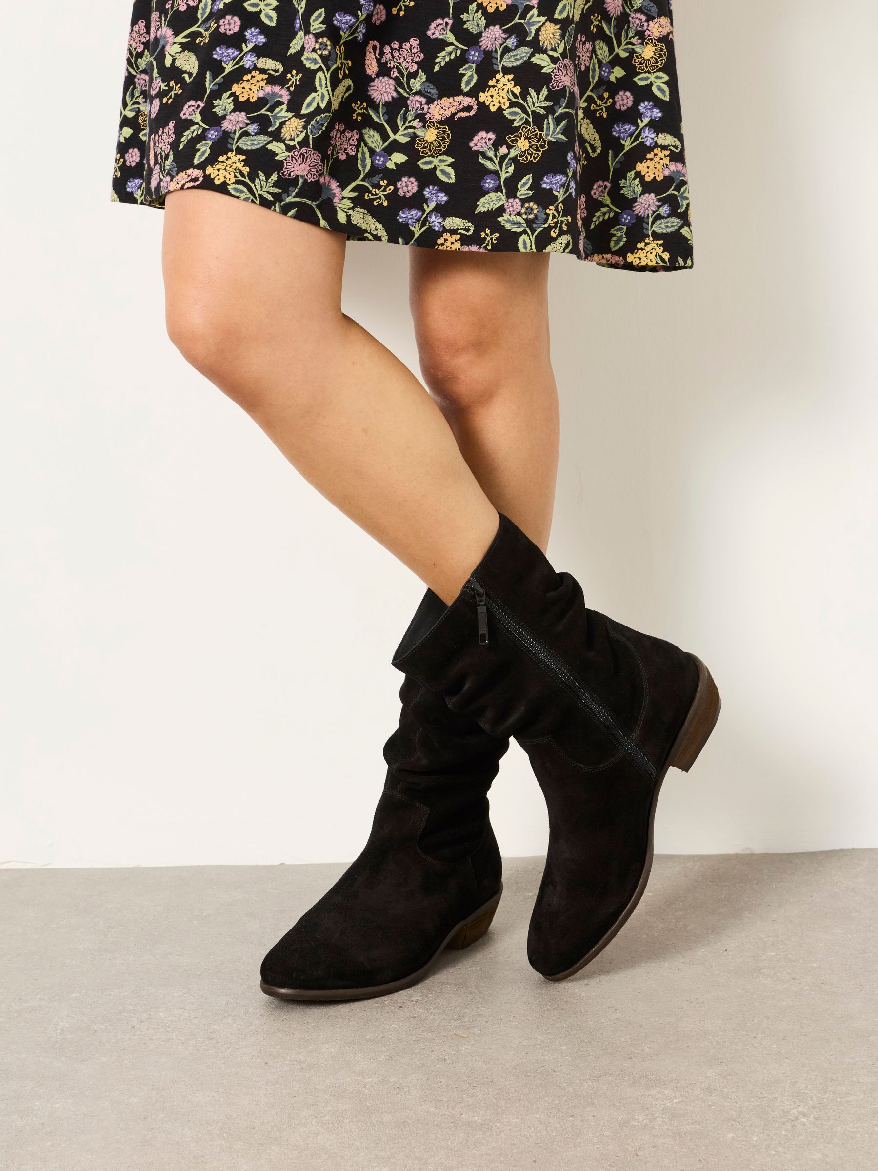 Farleigh Black Suede Slouch Boots - Image 2 of 5
