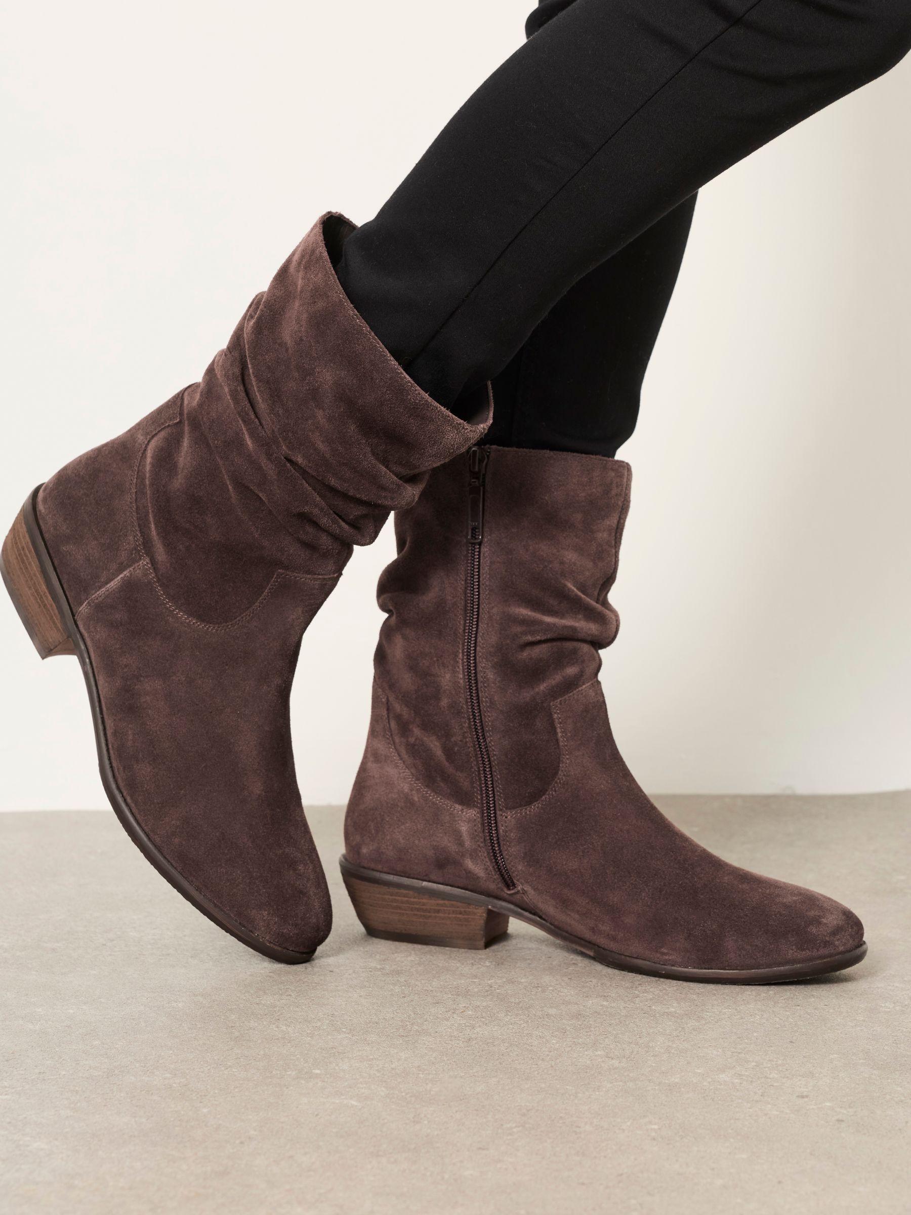 Farleigh Chocolate Brown Suede Slouch Boots - Image 1 of 5 Farleigh Chocolate Brown Suede Slouch Boots - Image 1 of 5