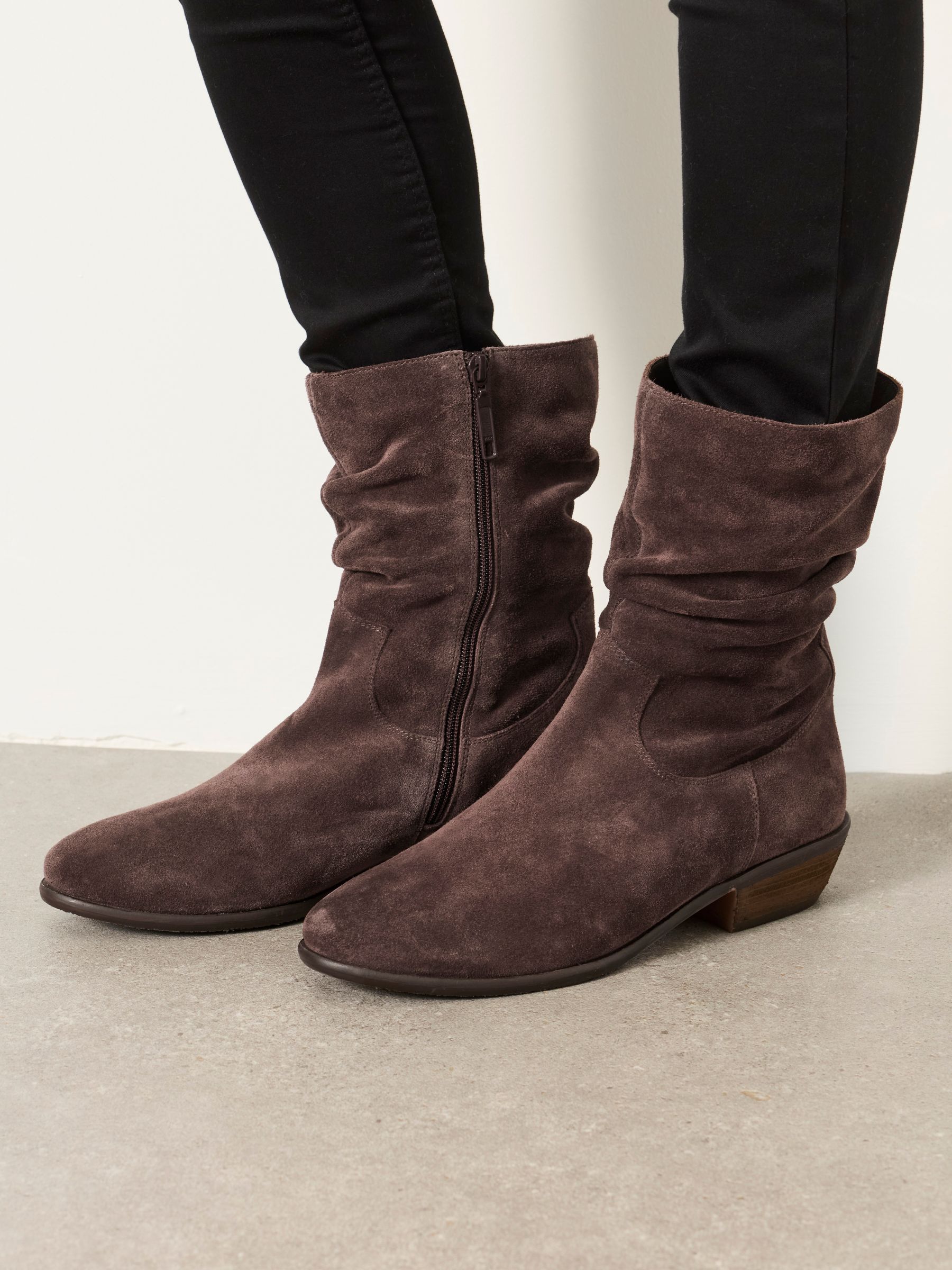 Farleigh Chocolate Brown Suede Slouch Boots - Image 2 of 5 Farleigh Chocolate Brown Suede Slouch Boots - Image 2 of 5