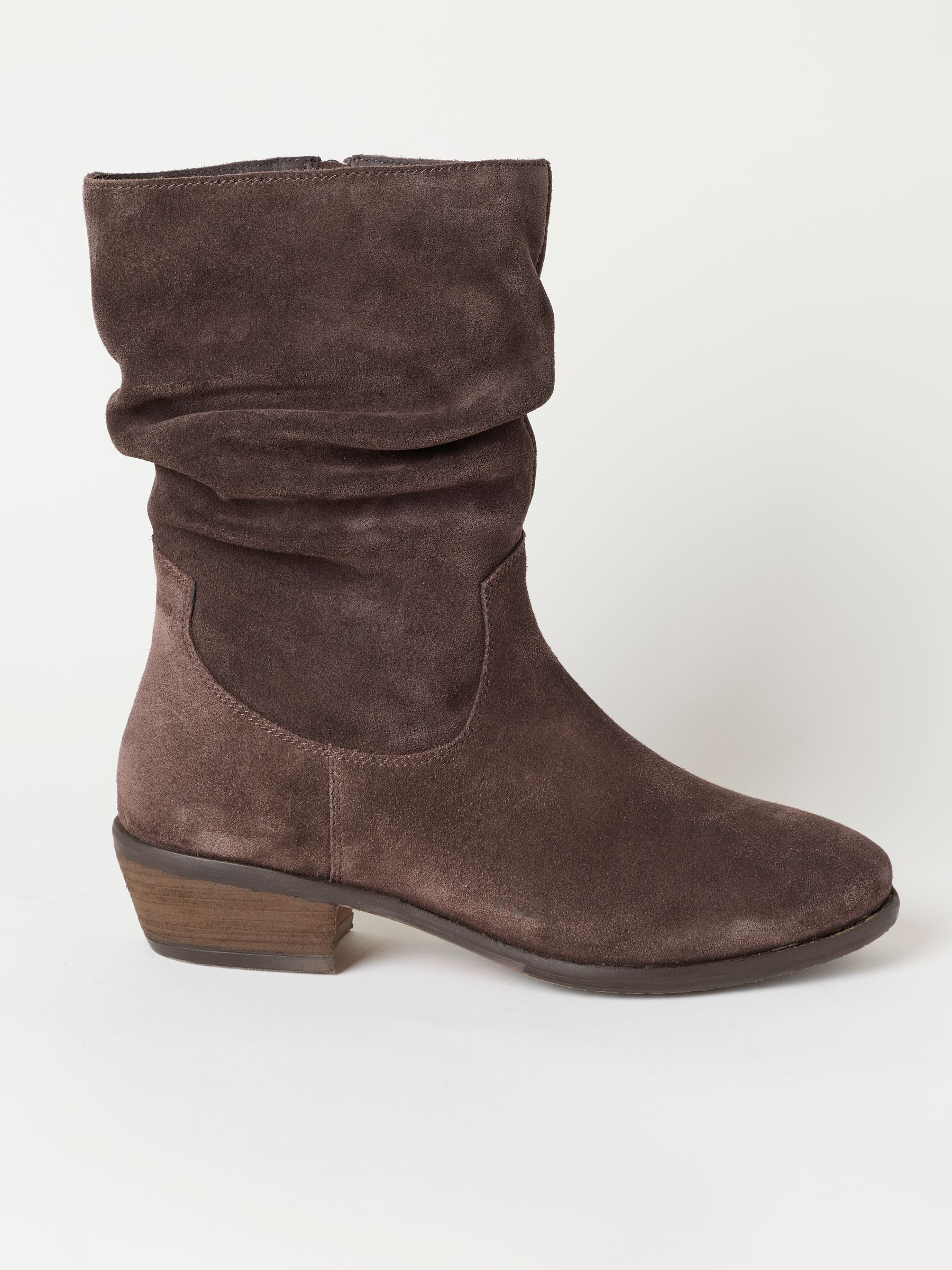 Farleigh Chocolate Brown Suede Slouch Boots - Image 3 of 5
