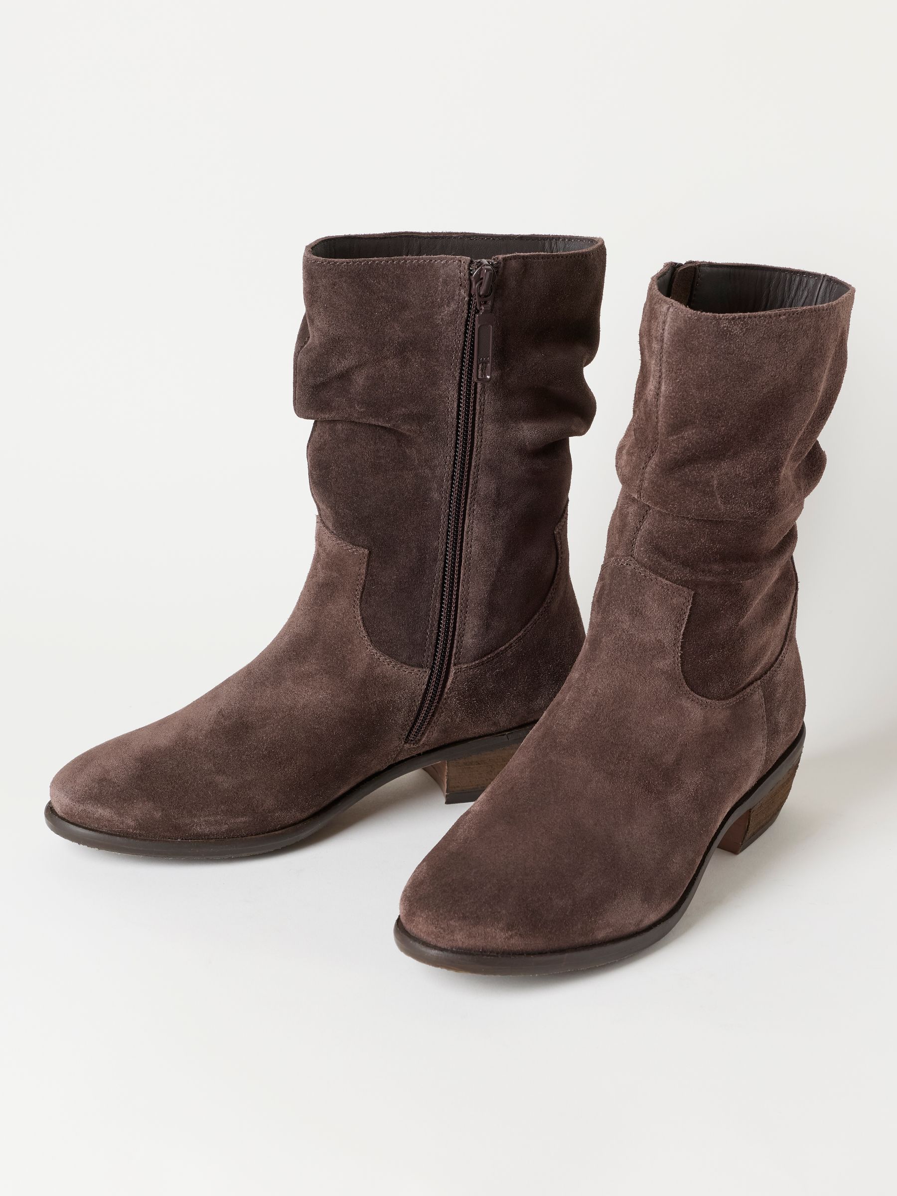 Farleigh Chocolate Brown Suede Slouch Boots - Image 4 of 5