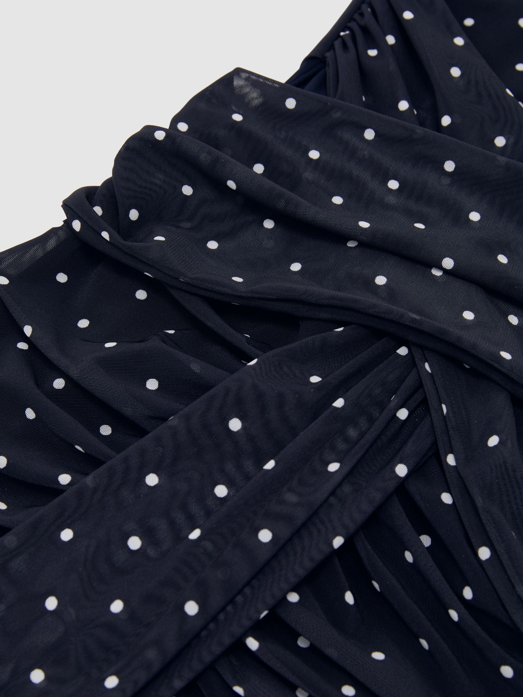 Petite Polka-Dot Print Sleeveless Maxi Dress in Navy/Ivory - Image 7 of 8