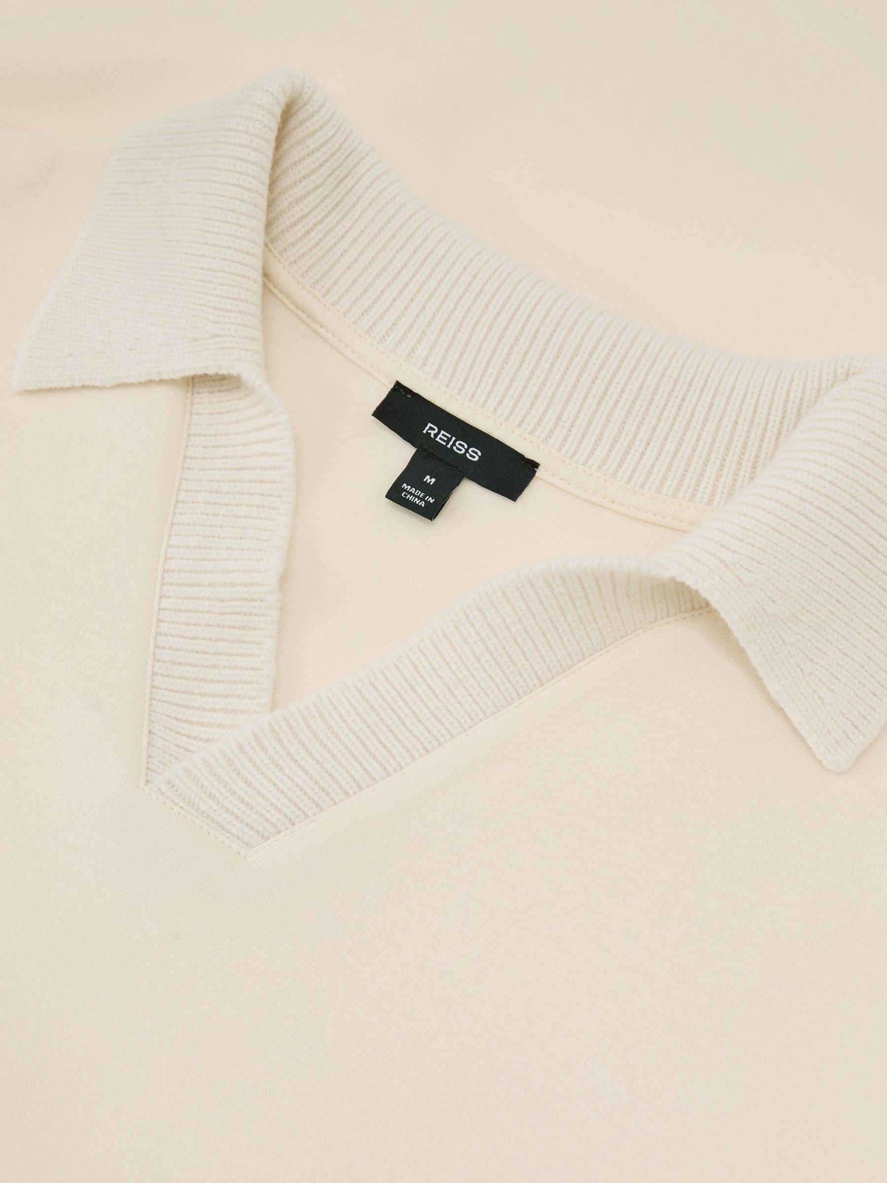 Premium Interlock Open-Collar Sweatshirt in Off White - Image 6 of 6