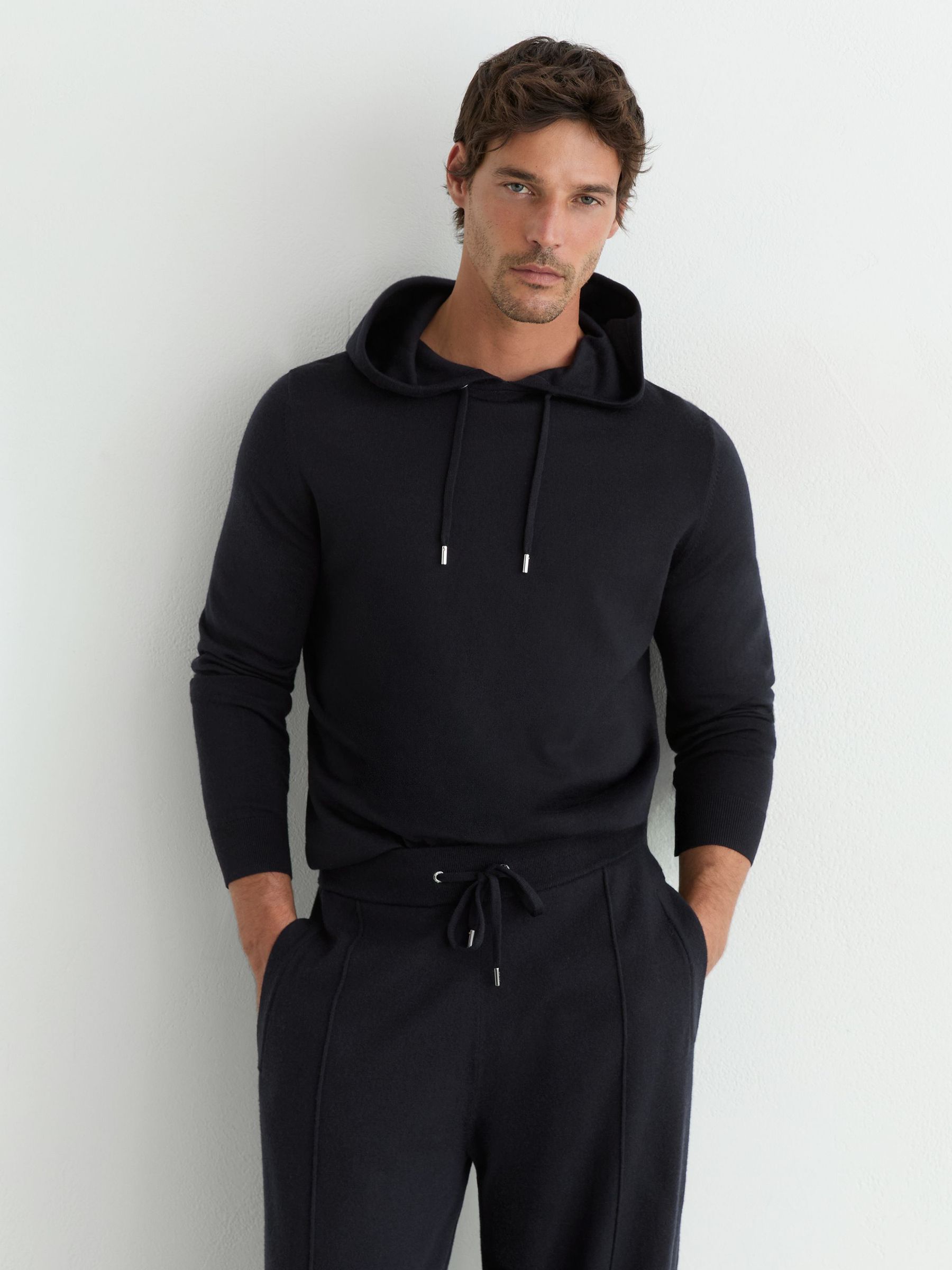 Merino Wool-Blend Relaxed-Fit Joggers in Navy - Image 7 of 8