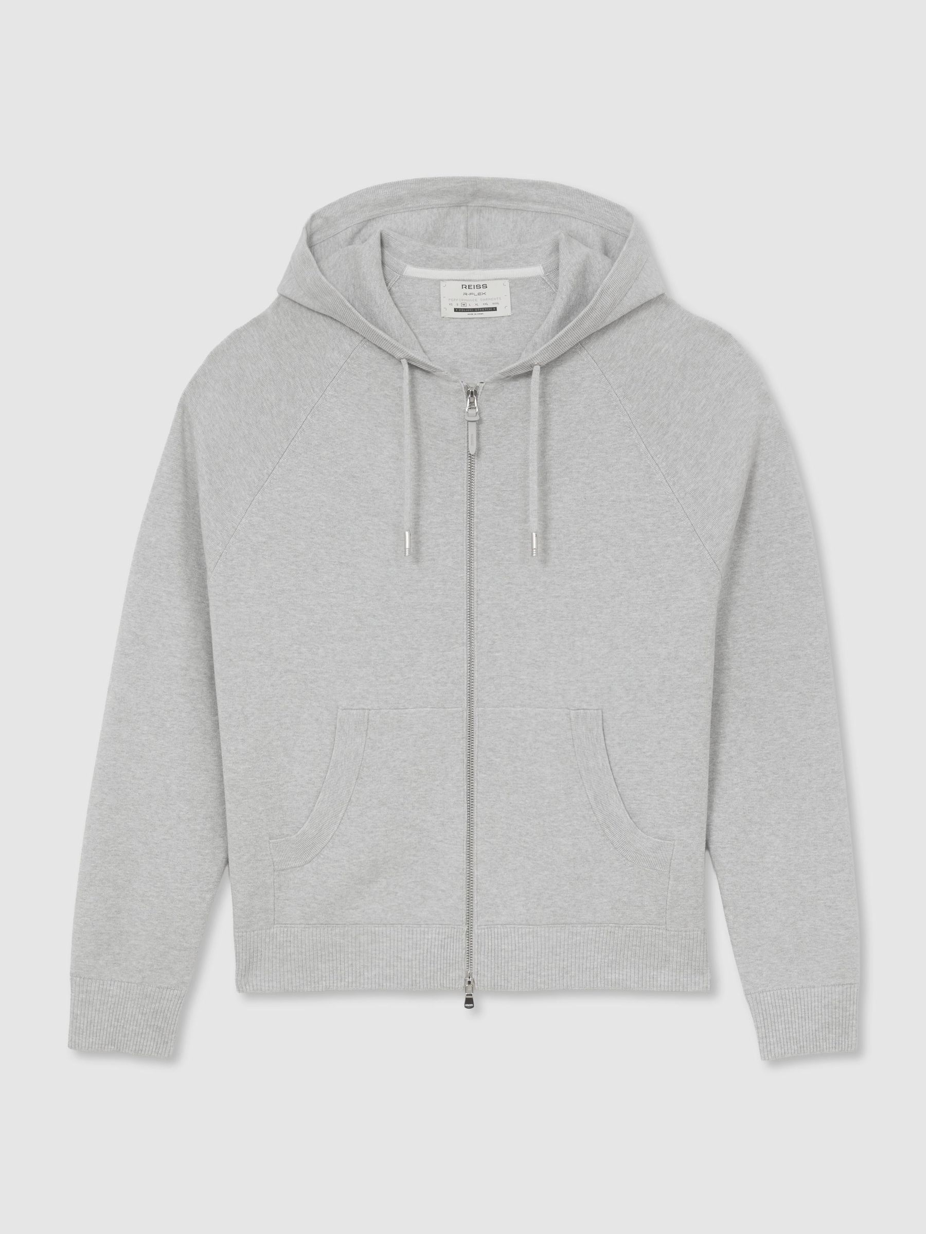 R-Flex Zip-Through Knitted Hoodie in Soft Grey - Image 2 of 10