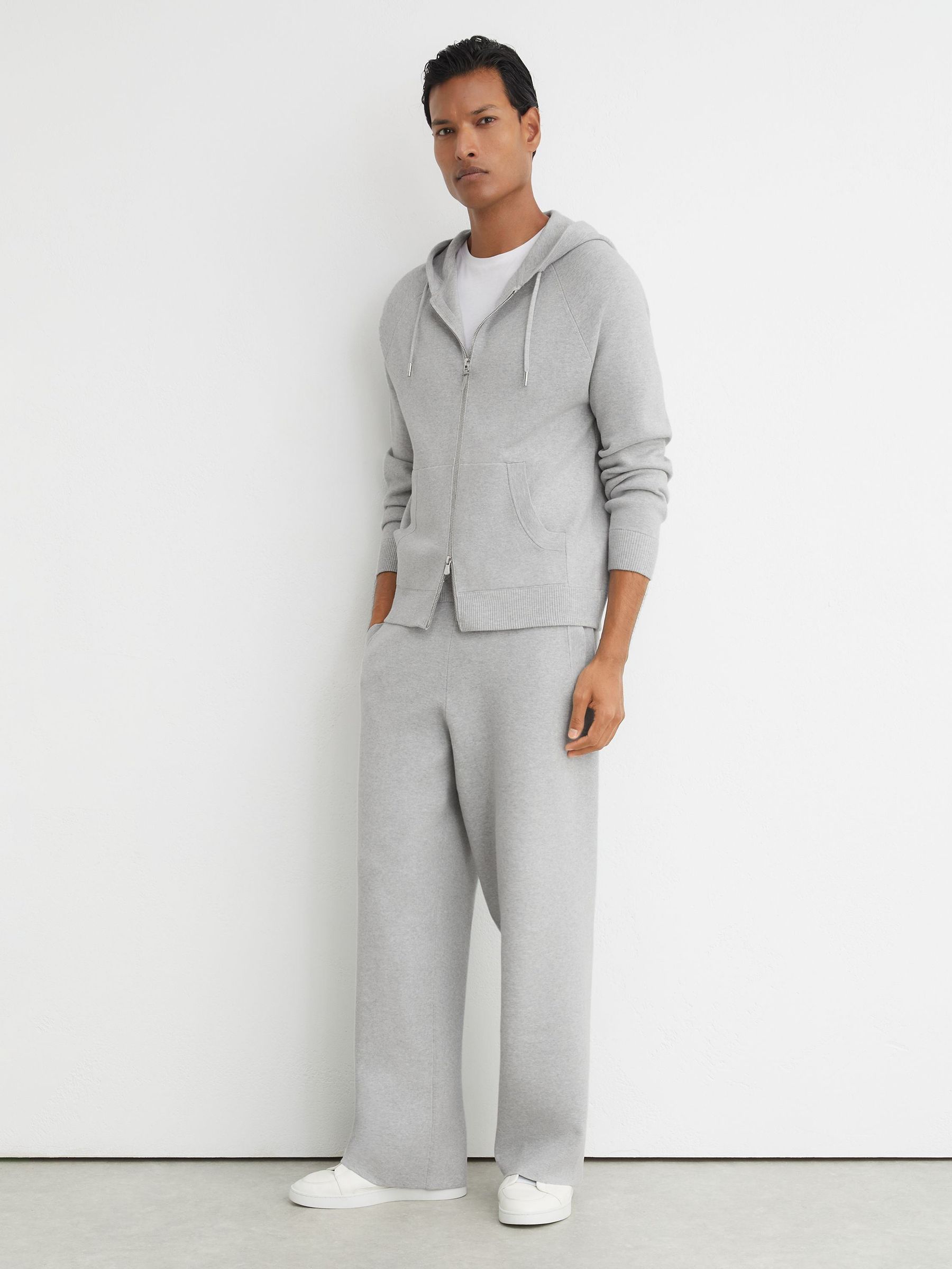 R-Flex Zip-Through Knitted Hoodie in Soft Grey - Image 6 of 10