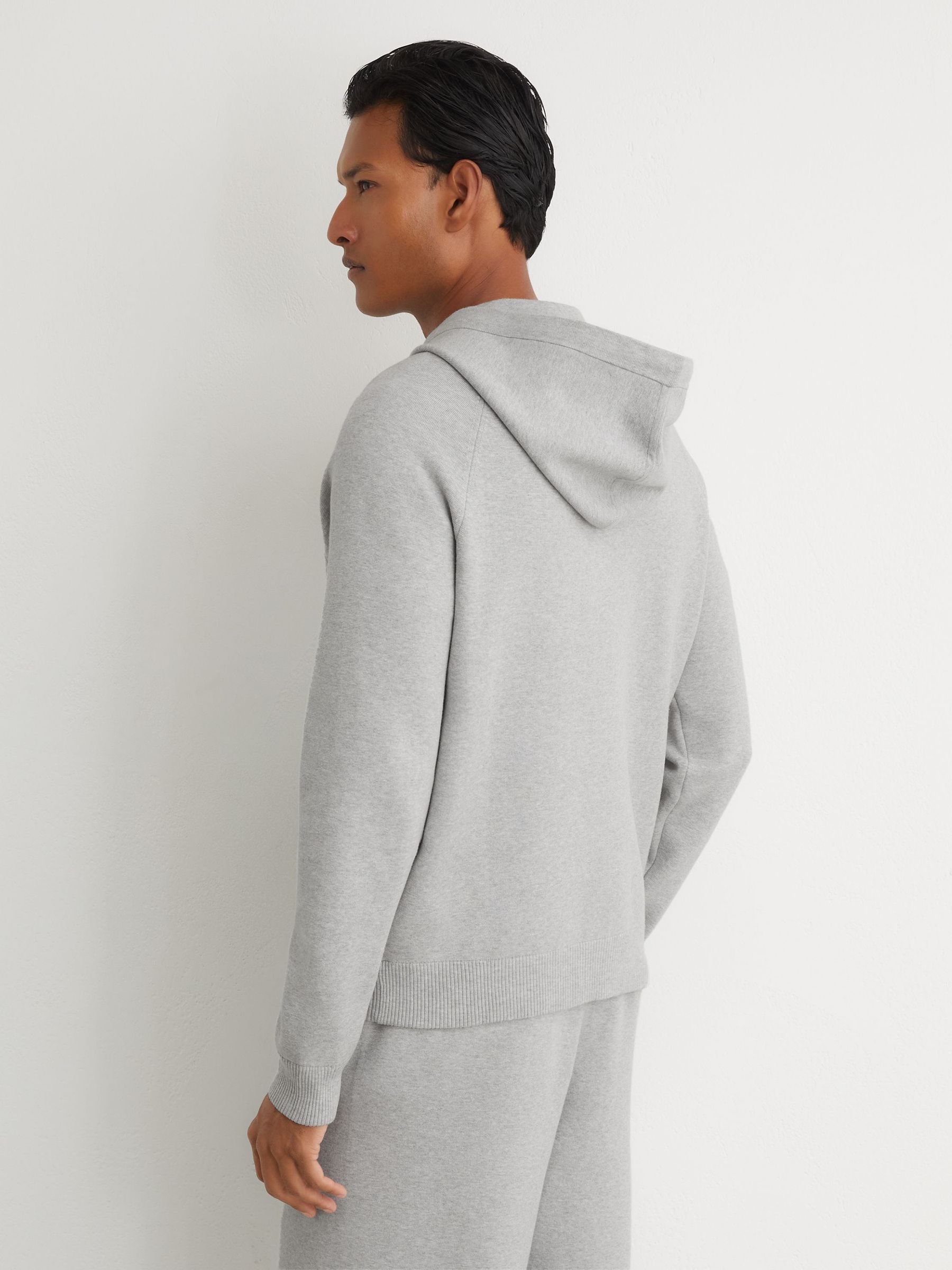 R-Flex Zip-Through Knitted Hoodie in Soft Grey - Image 7 of 10