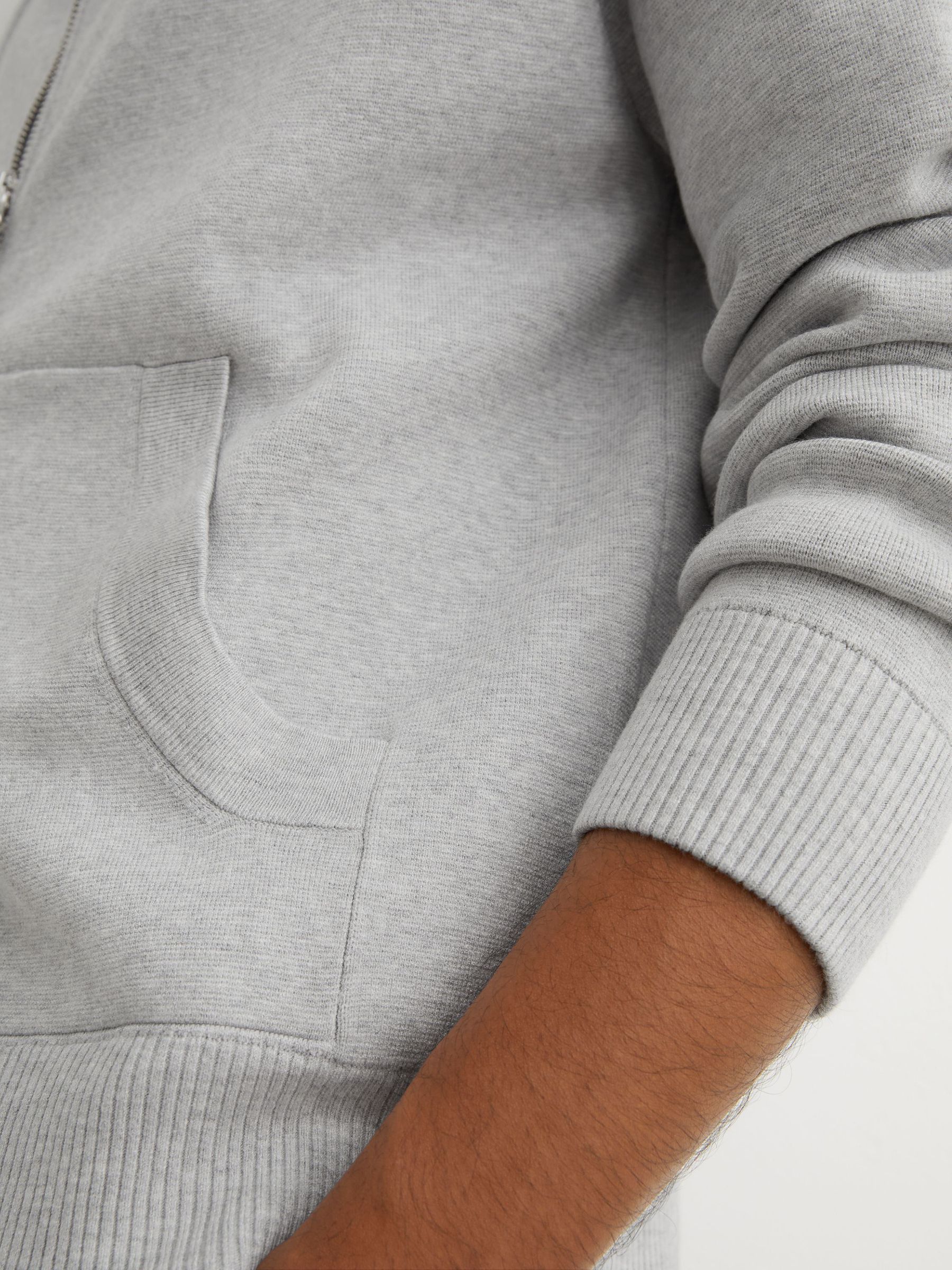 R-Flex Zip-Through Knitted Hoodie in Soft Grey - Image 8 of 10