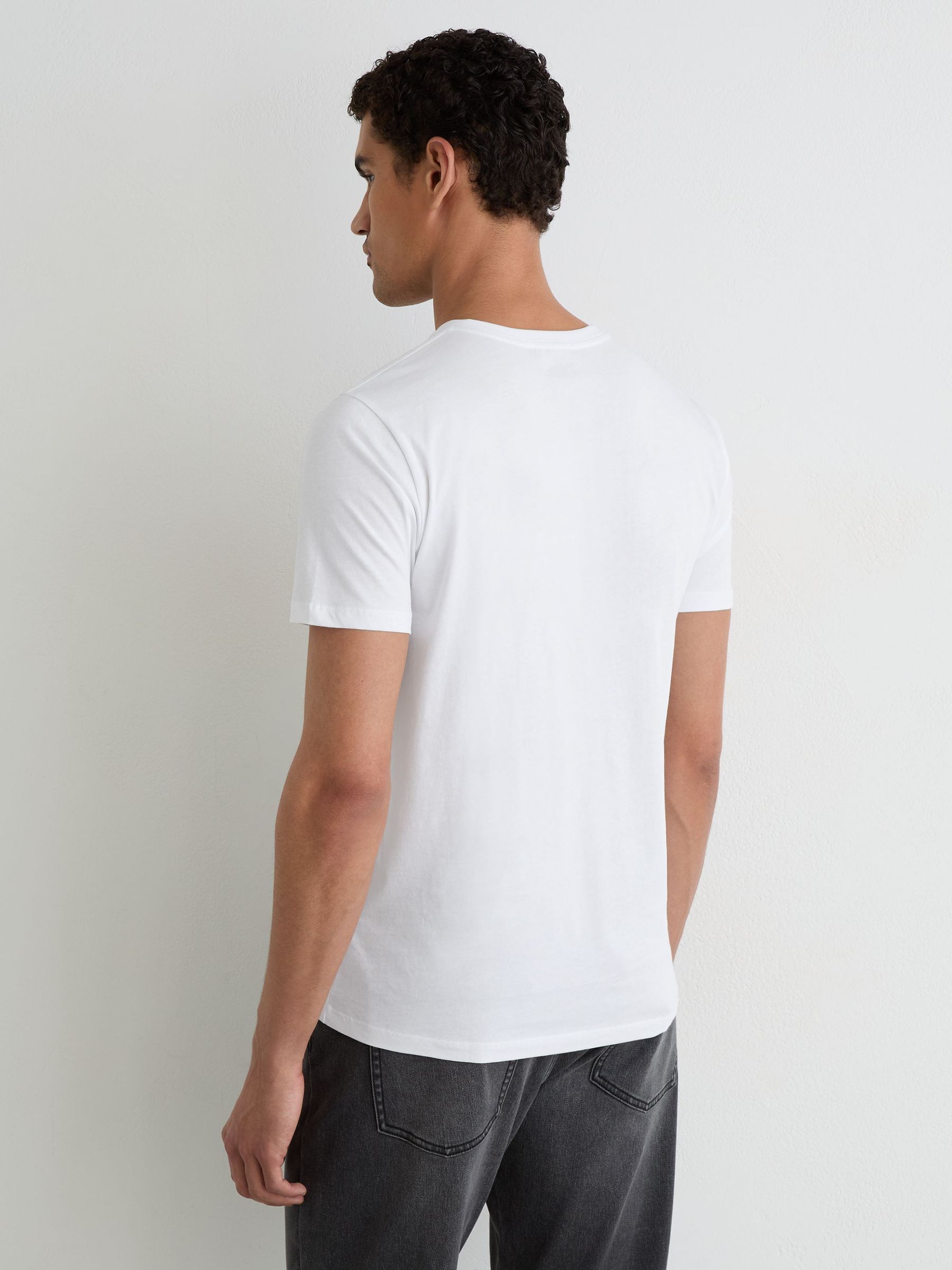 3-Pack Cotton V-Neck Tailored-Fit T-Shirts in White - Image 3 of 6